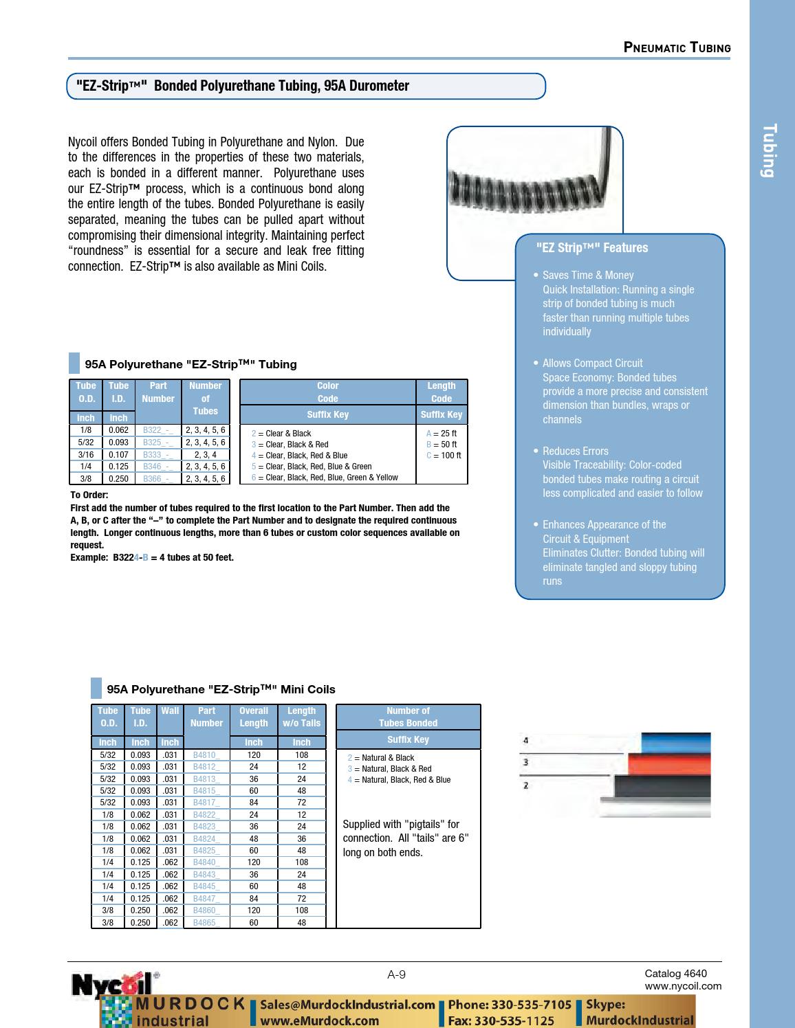 Parker nycoil tubing polyethylene nylon polyurethane catalog emurdock