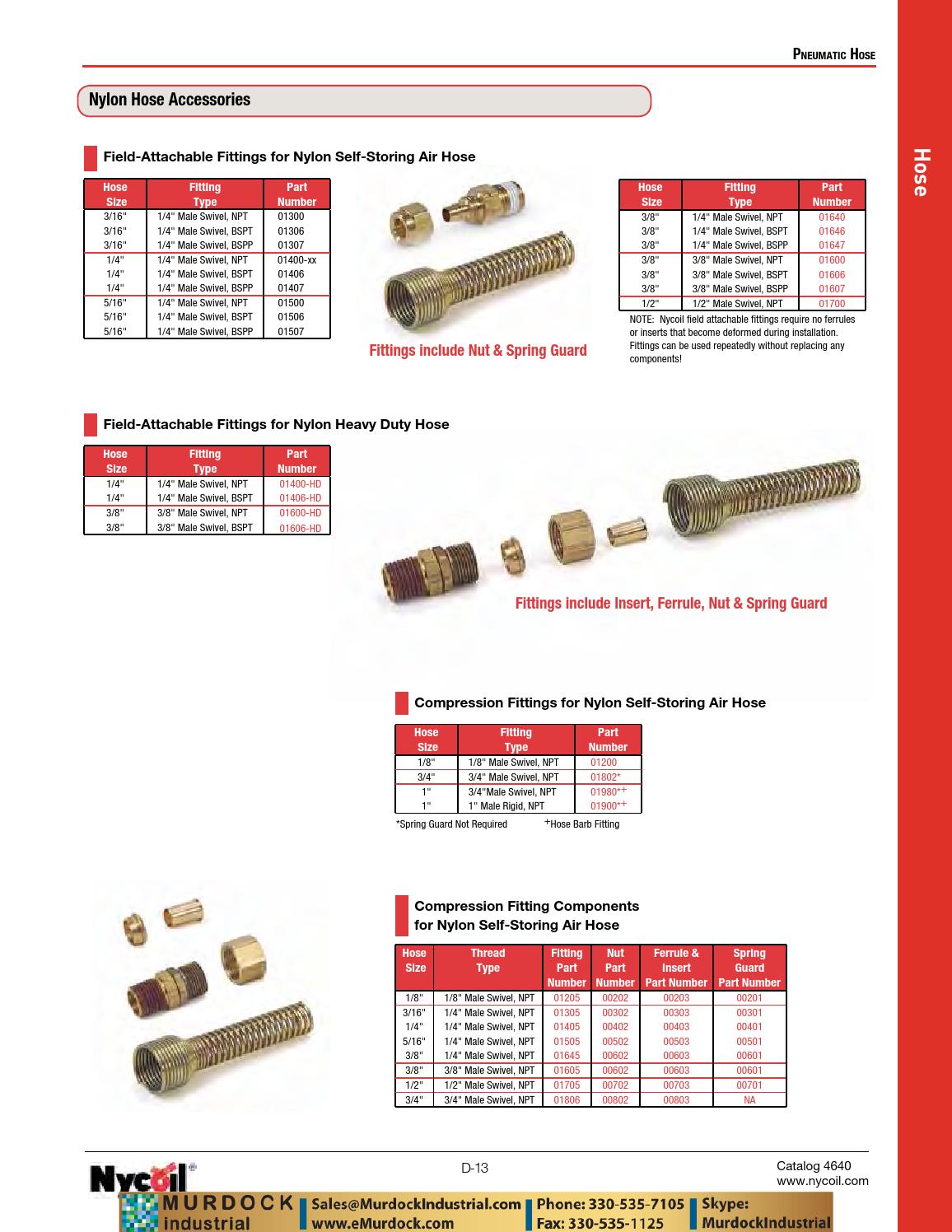 Parker nycoil tubing polyethylene nylon polyurethane catalog emurdock