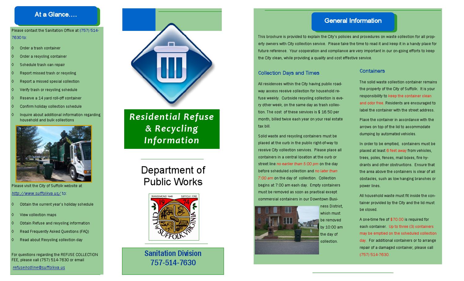 Solid Waste Bulk Pickup Brochure by City of Suffolk, Virginia Issuu