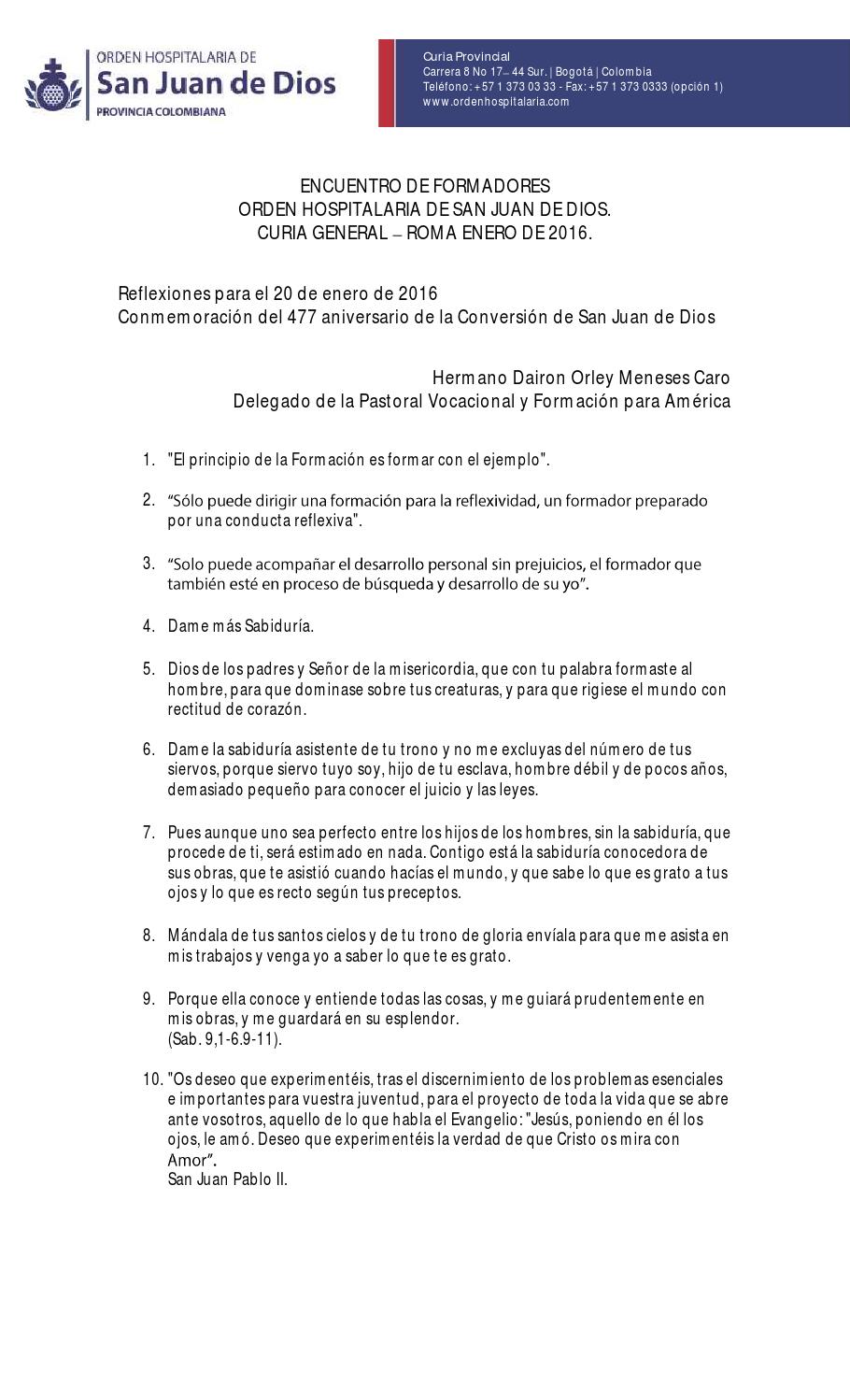Reflexiones 20 De Enero By Orden De San Juan De Dios Colombia Issuu issuu