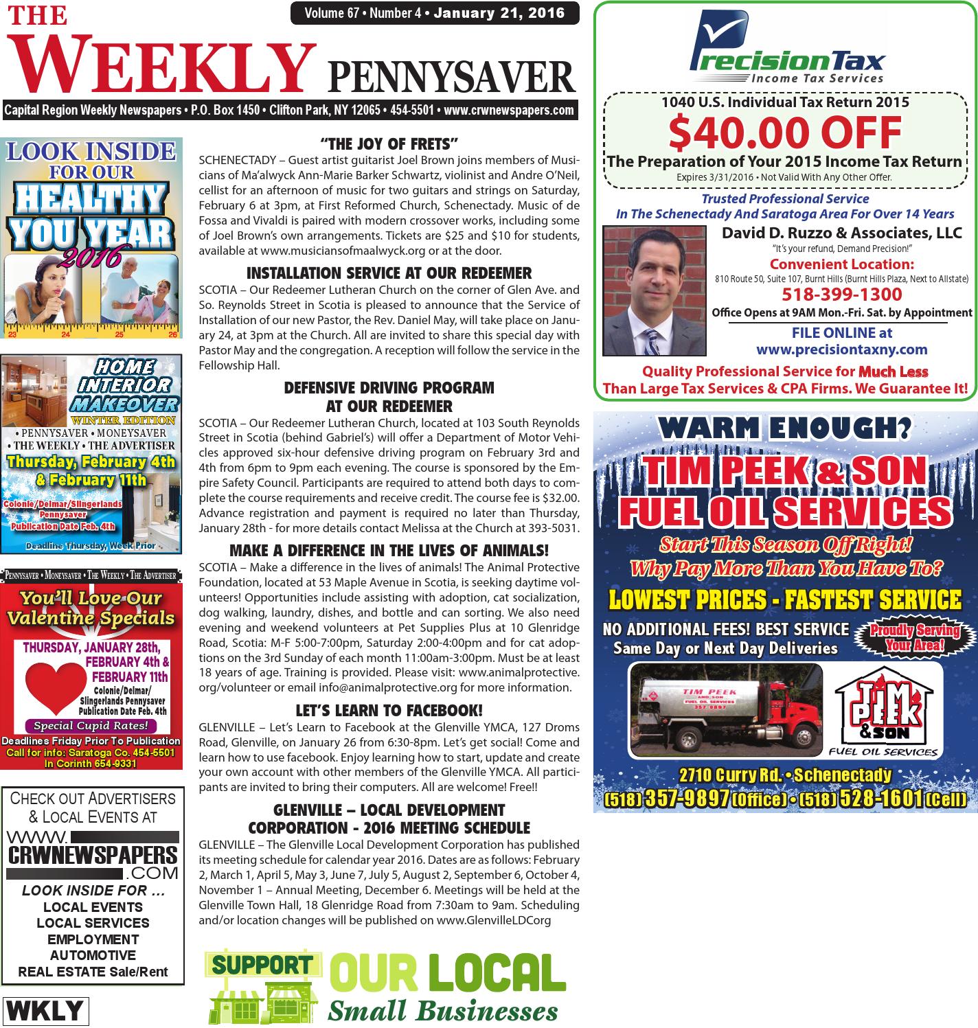 The Weekly Pennysaver 012116 by Capital Region Weekly Newspapers Issuu