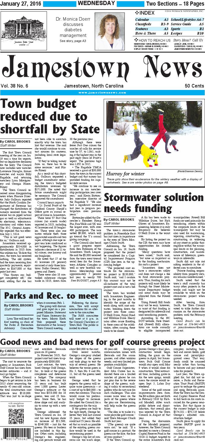 Jamestown news 1 27 16 by Jamestown News Issuu
