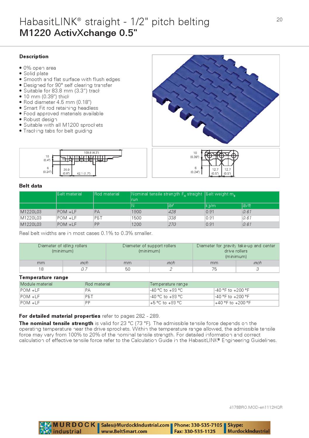 Habasit plastic modular belt product guide catalog habasitlink and