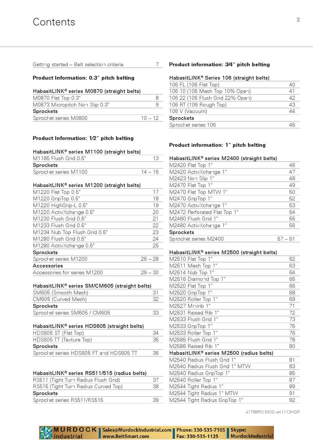 Habasit plastic modular belt product guide catalog habasitlink and