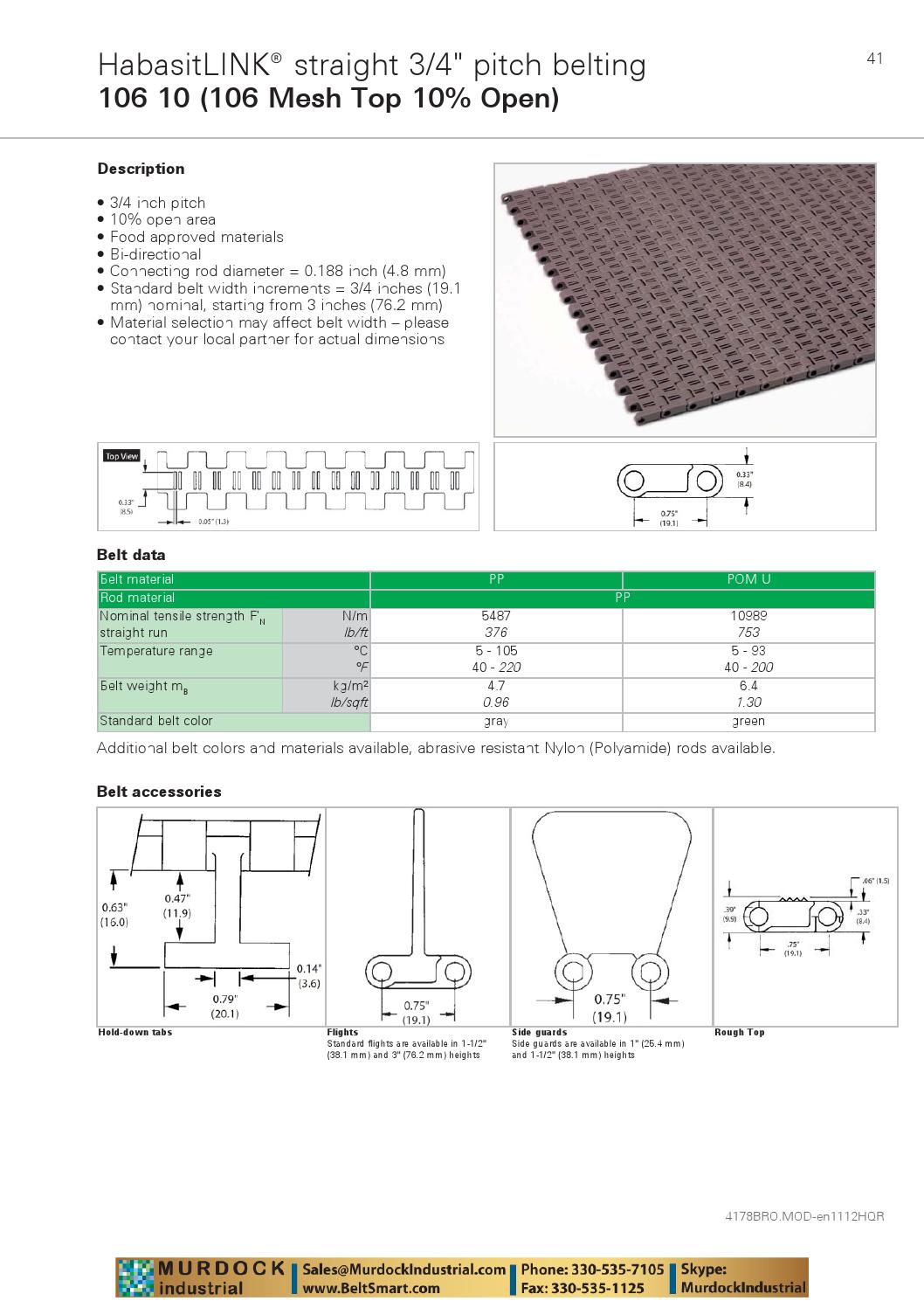Habasit plastic modular belt product guide catalog habasitlink and