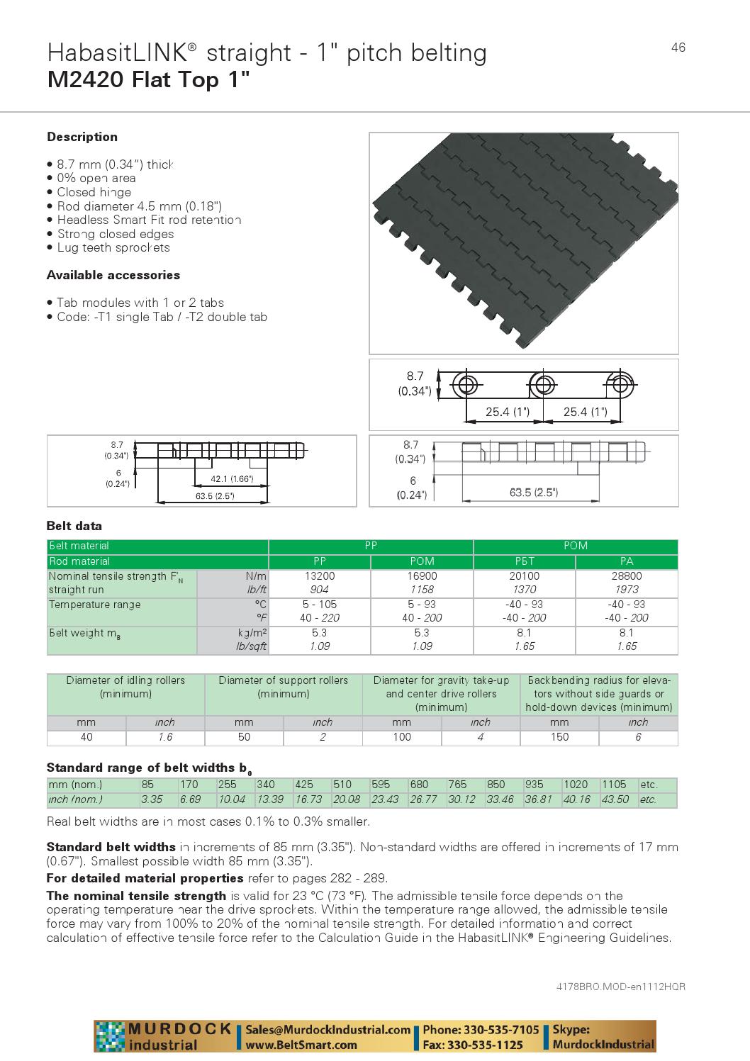 Habasit plastic modular belt product guide catalog habasitlink and sprockets beltsmart by