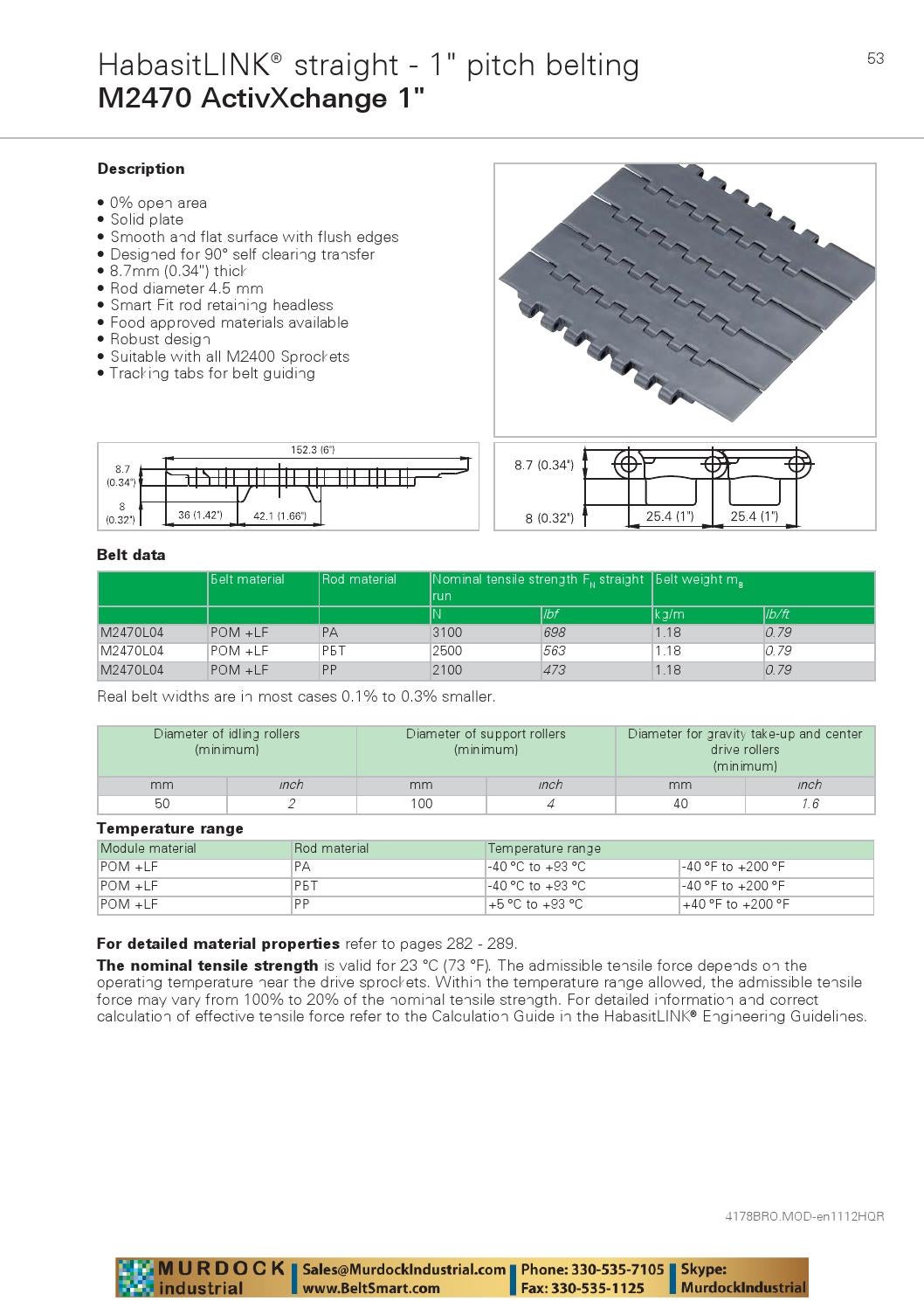 Habasit plastic modular belt product guide catalog habasitlink and