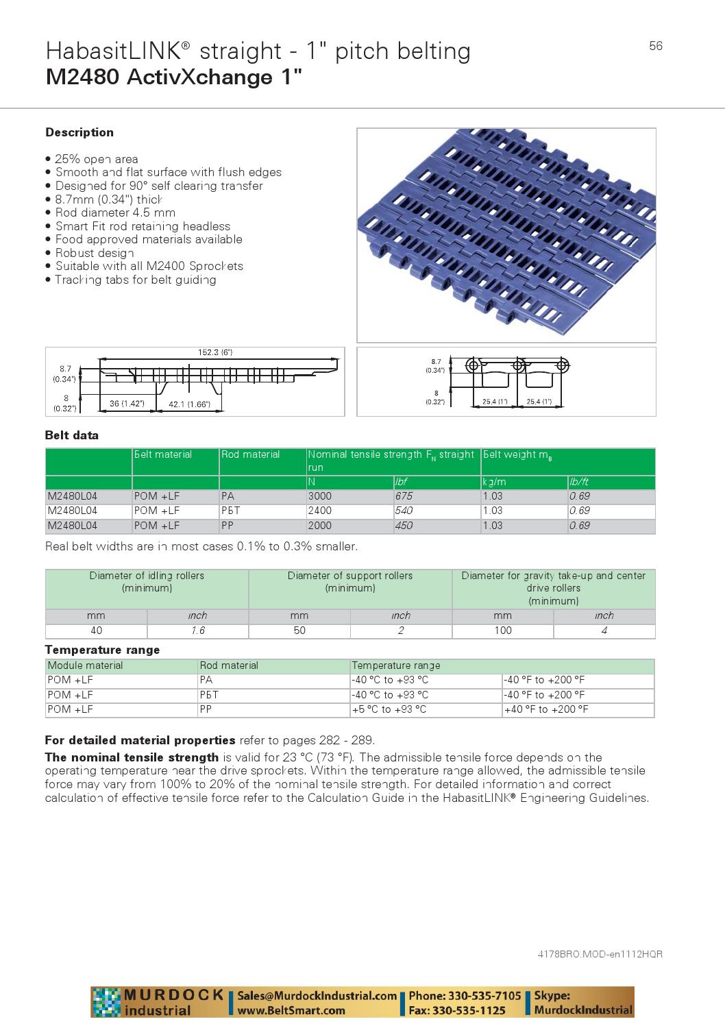 Habasit plastic modular belt product guide catalog habasitlink and