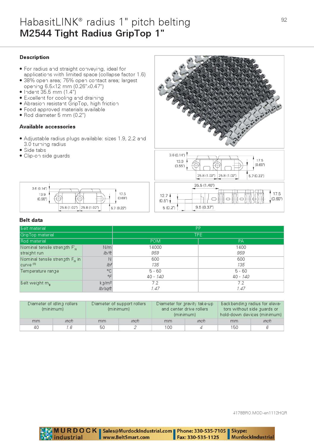 Habasit plastic modular belt product guide catalog habasitlink and