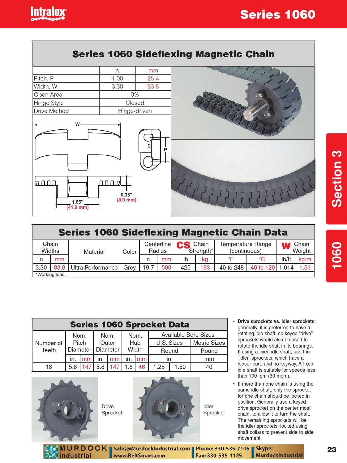 Intralox plastic chain conveyor line sprockets gears rollers catalog