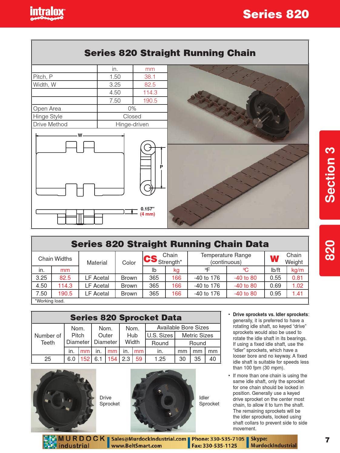 Intralox plastic chain conveyor line sprockets gears rollers catalog