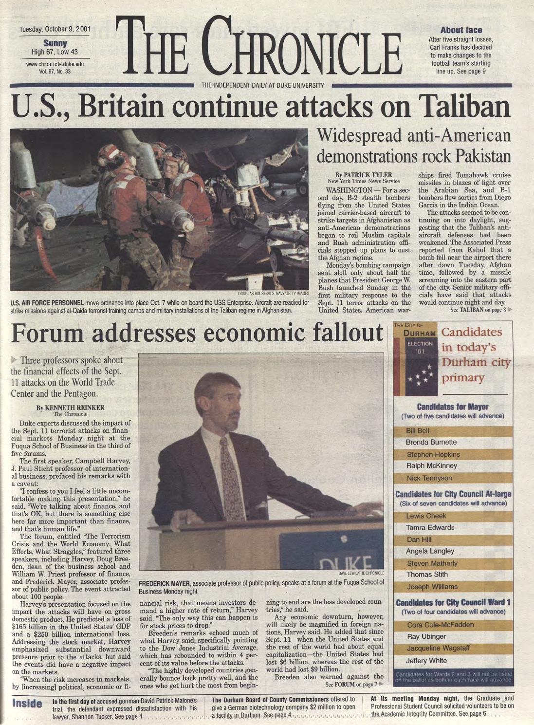 October 9 2001 By Duke Chronicle Print Archives Issuu
