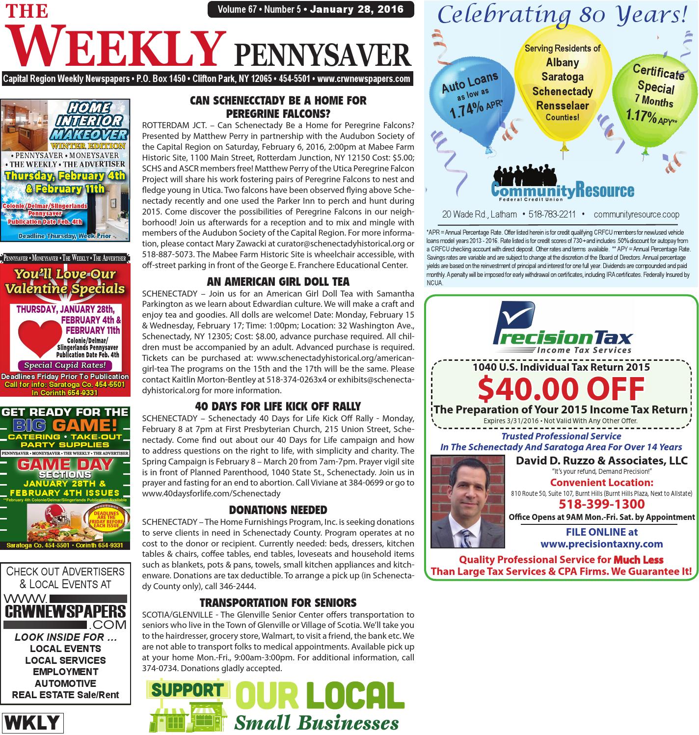 The Weekly Pennysaver 012816 by Capital Region Weekly Newspapers Issuu
