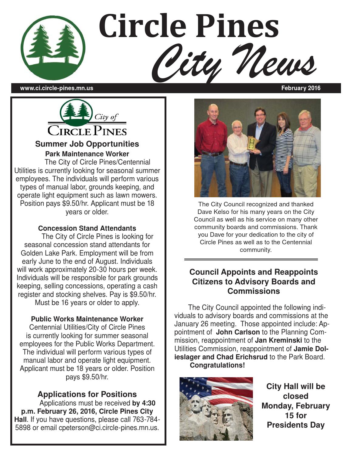 City of Circle Pines February 2016 by City of Circle Pines Issuu