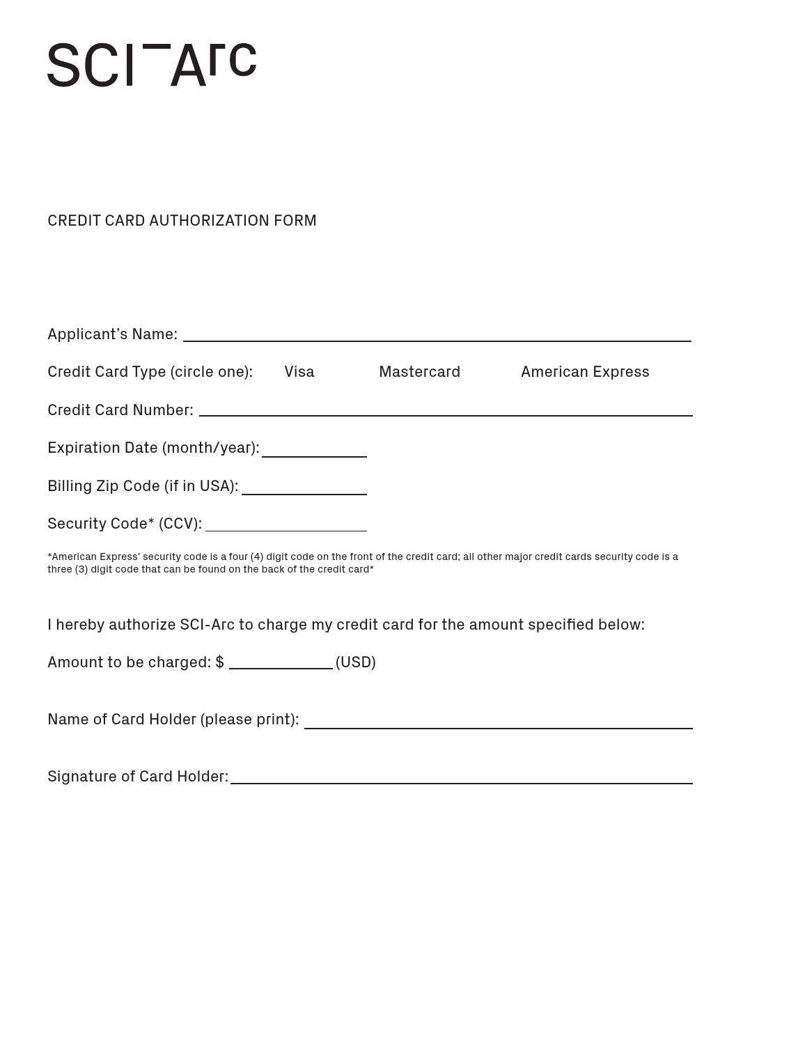 Credit Card Authorization Form by SCI-Arc - Issuu, image size:1156x1496