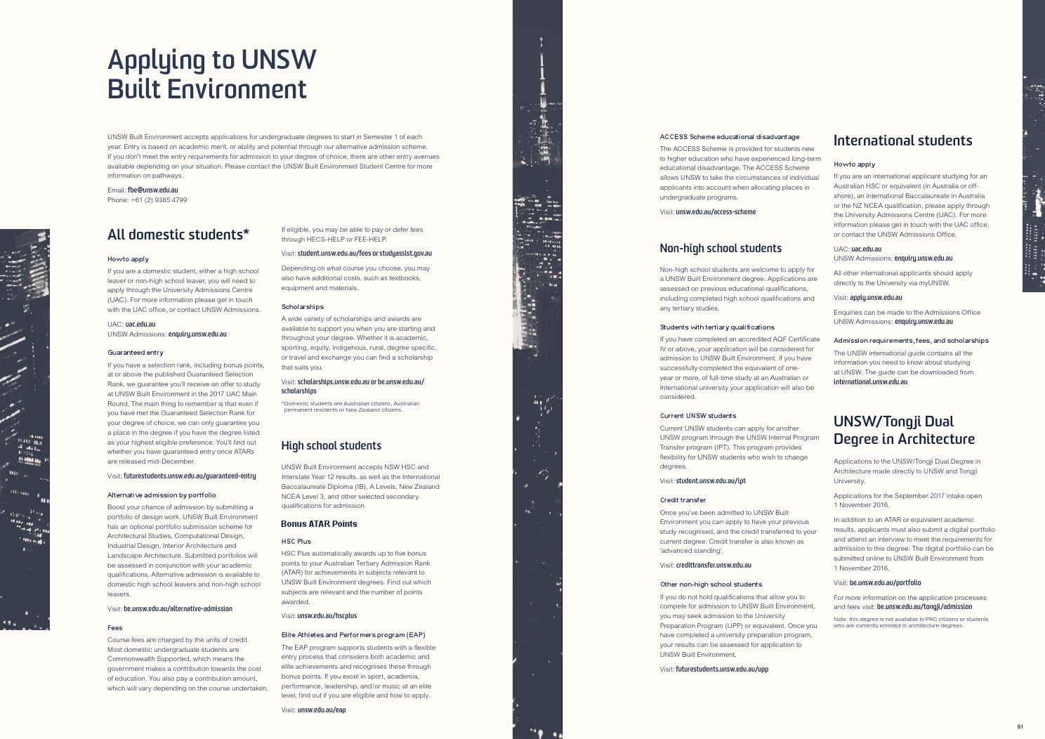 Guide Unsw UNSW Built Environment Undergraduate Guide 2017 by UNSW Built ...