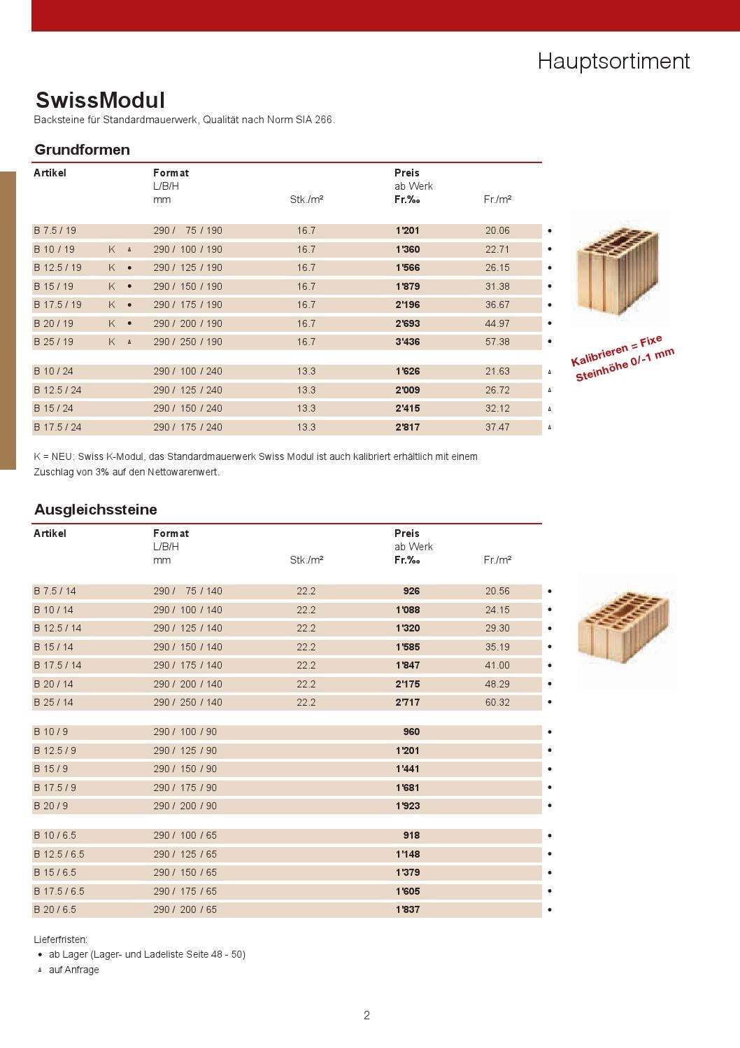 Wienerberger Preisliste 2024