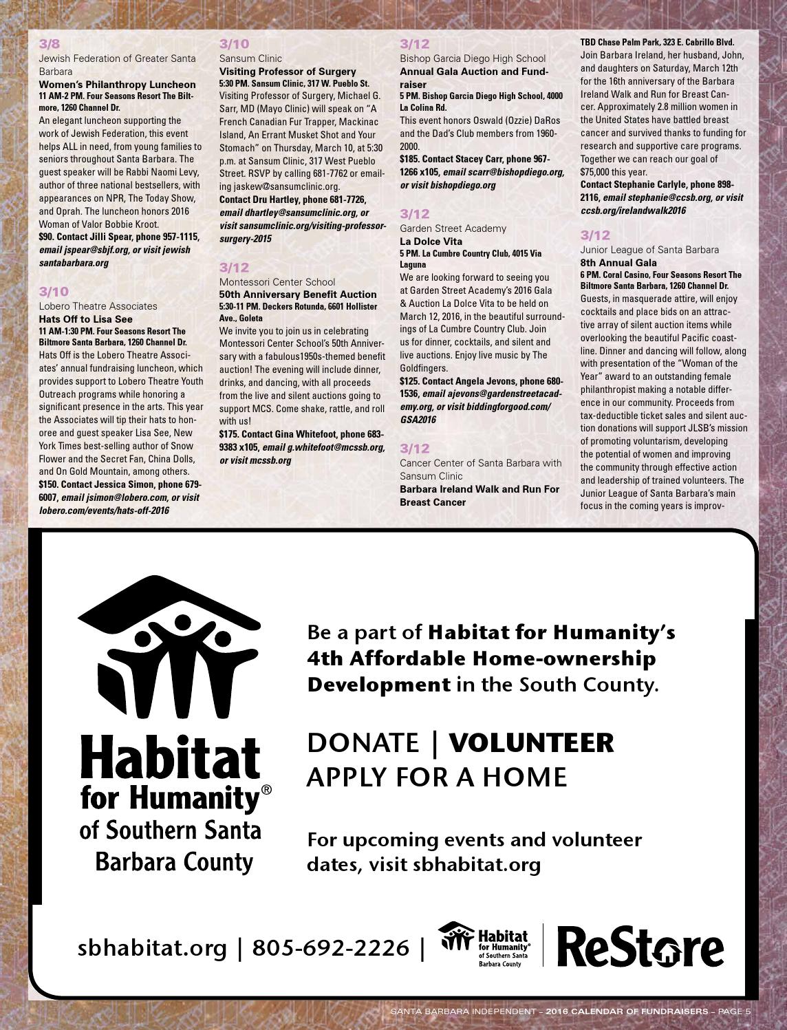 SB Independent Calendar of Fundraisers by SB Independent Issuu