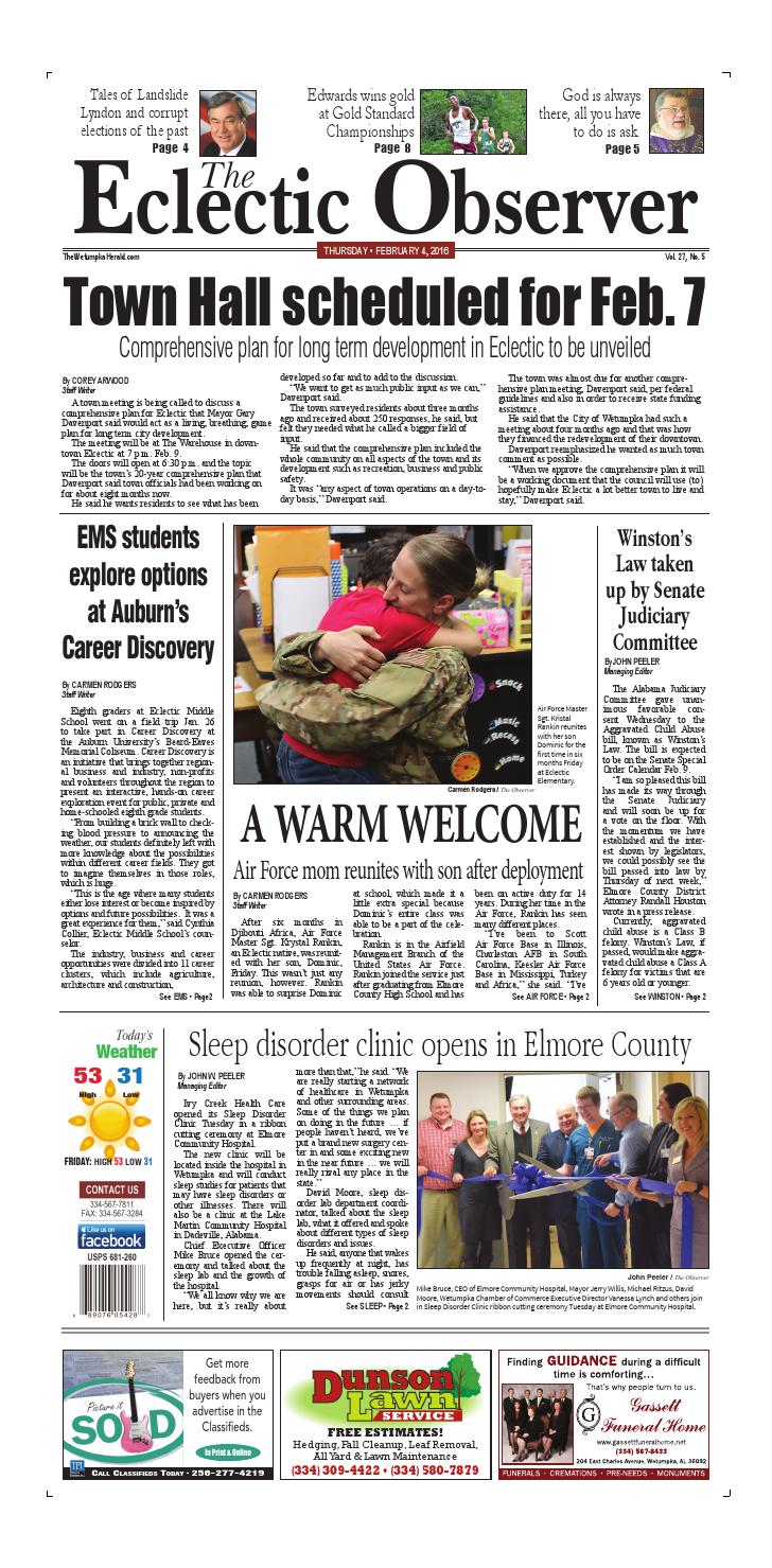 Feb 5, 2016 Eclectic Observer by Tallapoosa Publishers Issuu