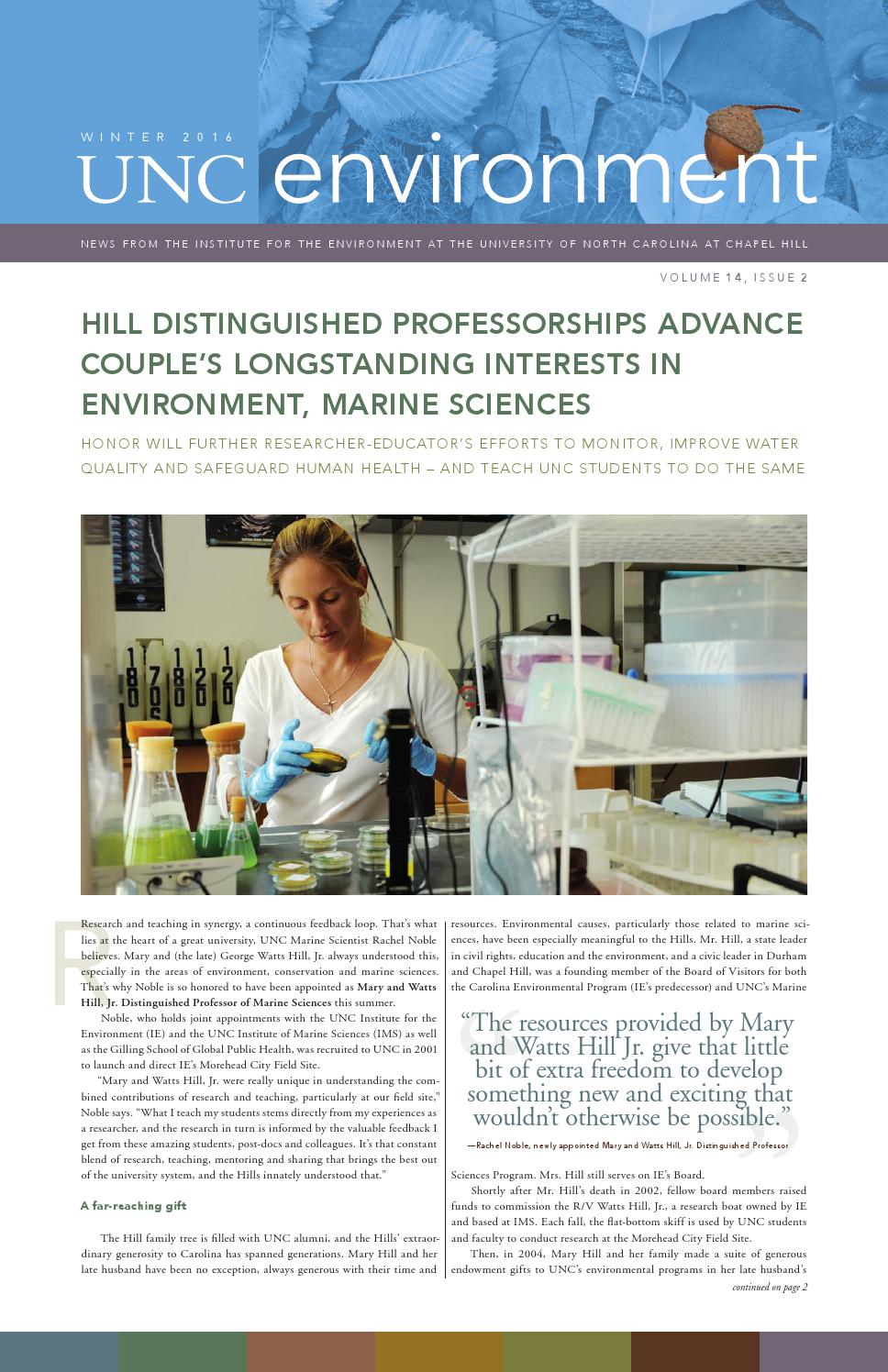 UNC Environment Newsletter | Winter 2016 by Institute for the ...