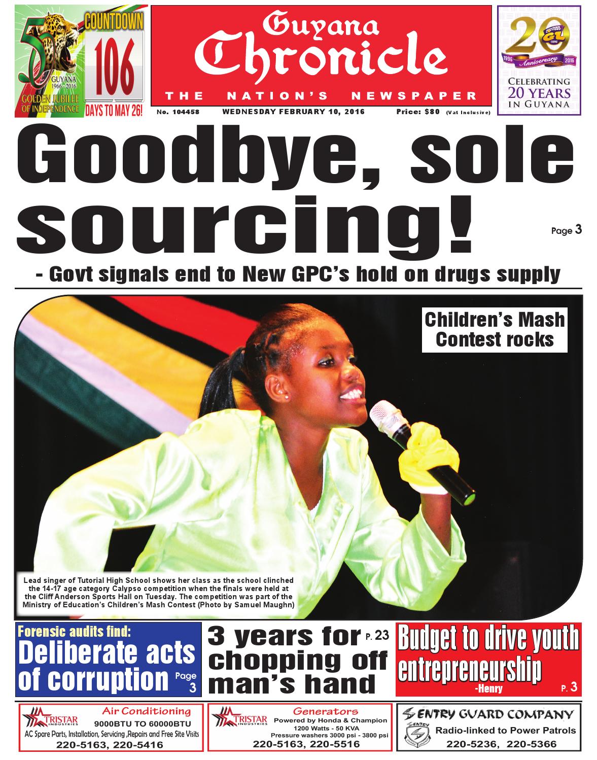 Chronicle 02 10 2016 by Guyana Chronicle - Issuu
