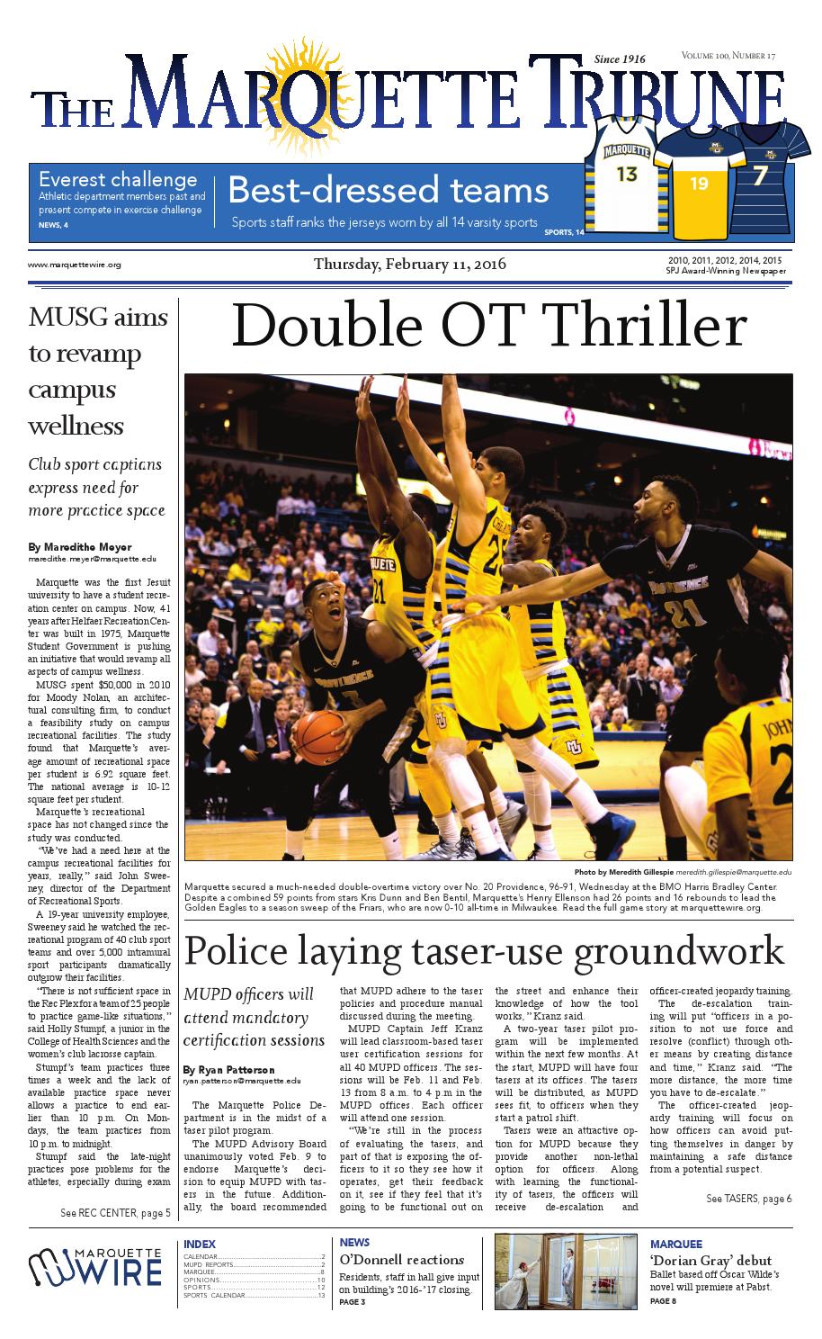 The Marquette Tribune Thursday, Feb. 11, 2016 by Marquette Tribune