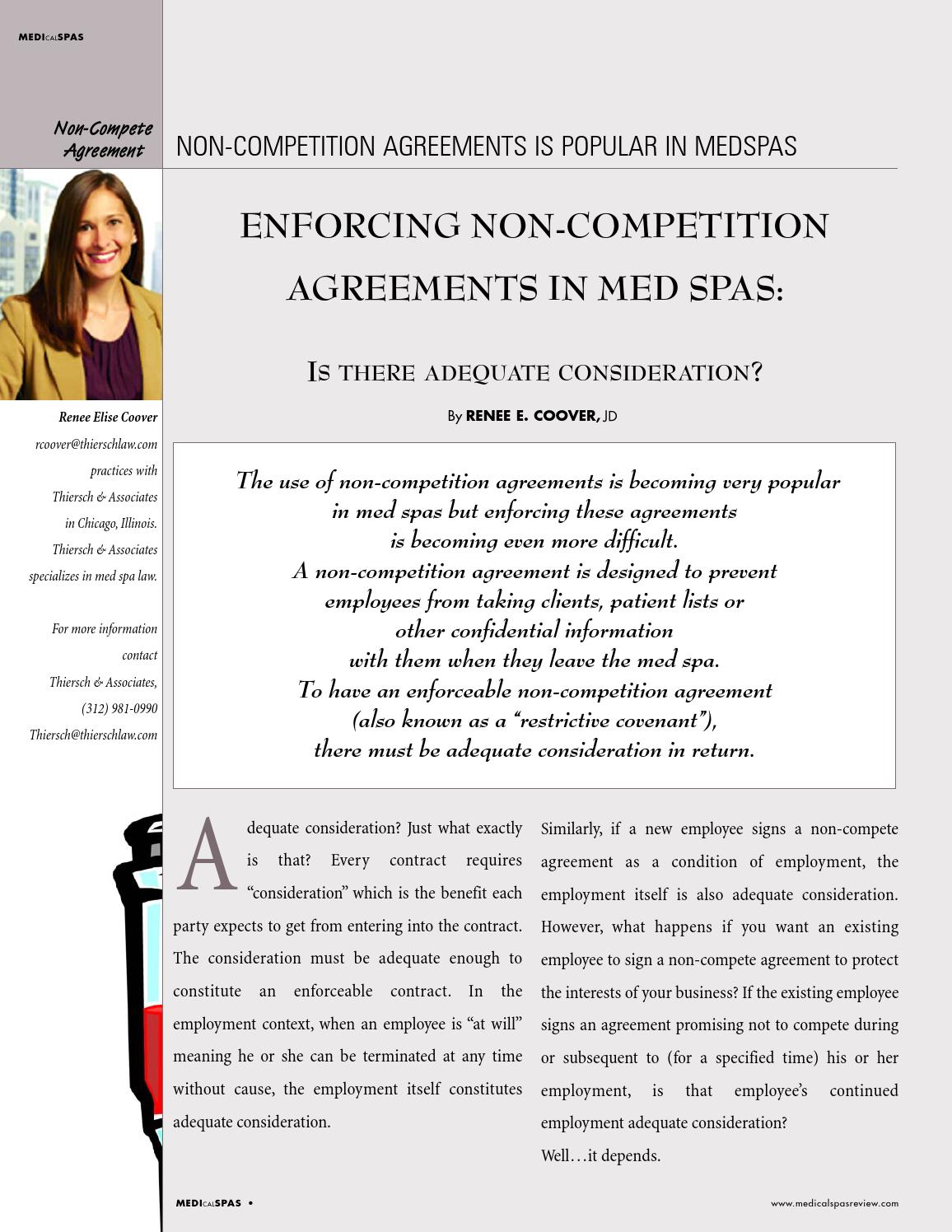ENFORCE NON-COMPETE AGREEMENT IN YOUR MEDSPA by Medical Spas Review - Issuu