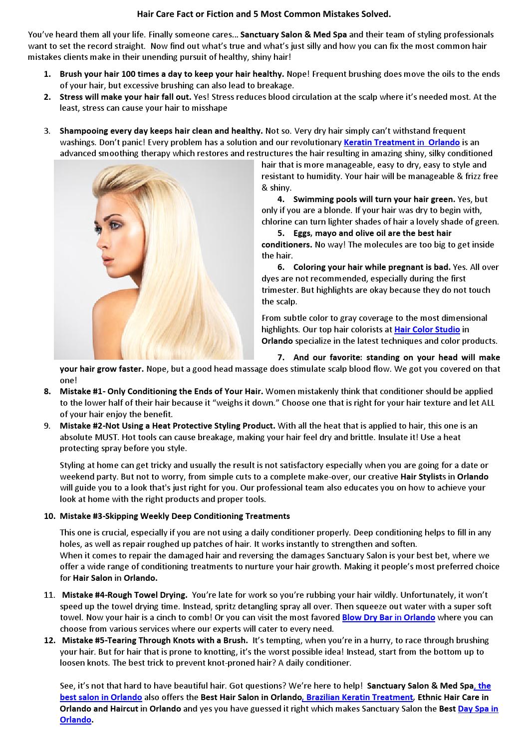Hair Care Fact Or Fiction And 5 Most Common Mistakes Solved By