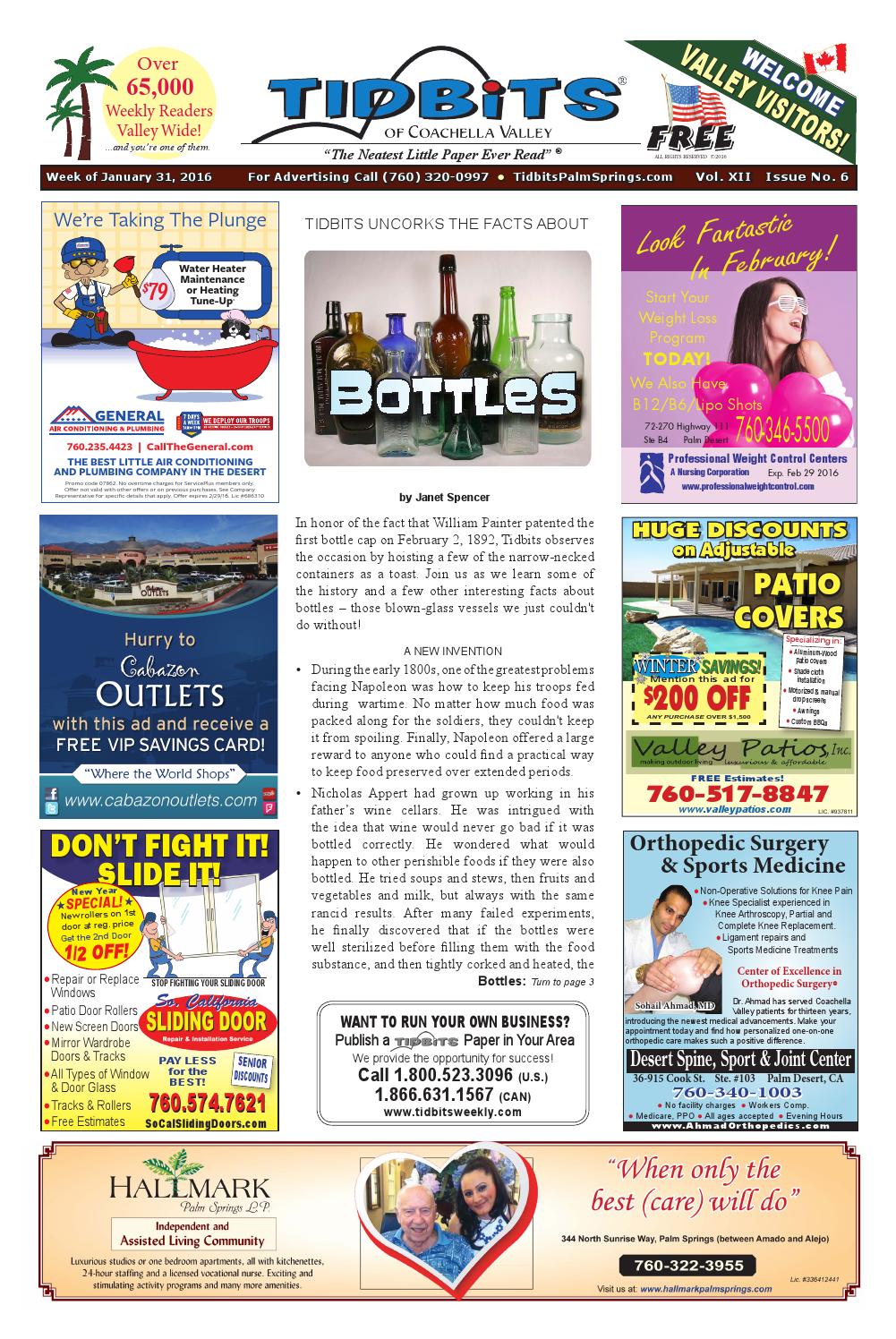 Vol 12 6 Bottles 1 31 2016 Tidbits Of Coachella Valley By