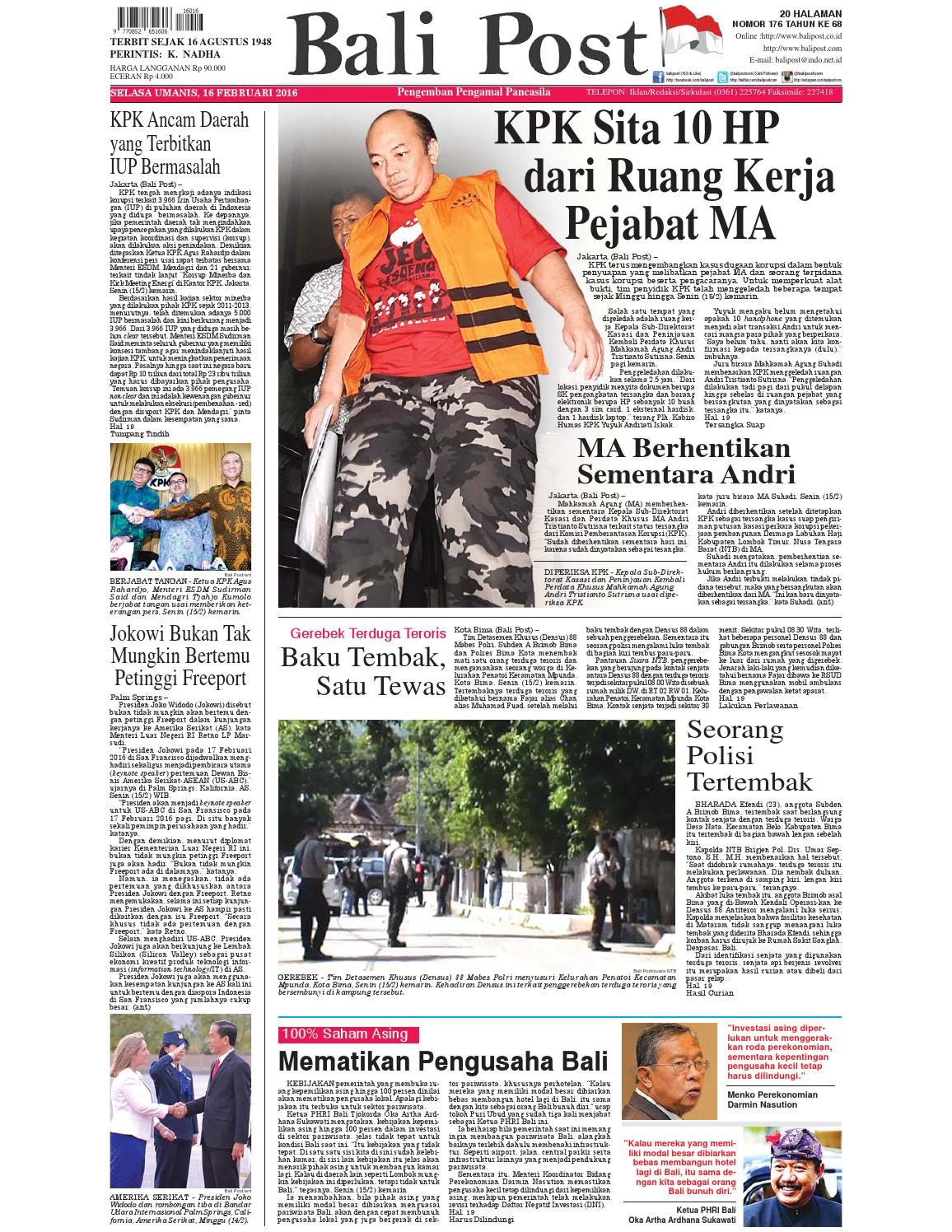 Edisi 16 Februari 2016 Balipost Com By E Paper Kmb Issuu