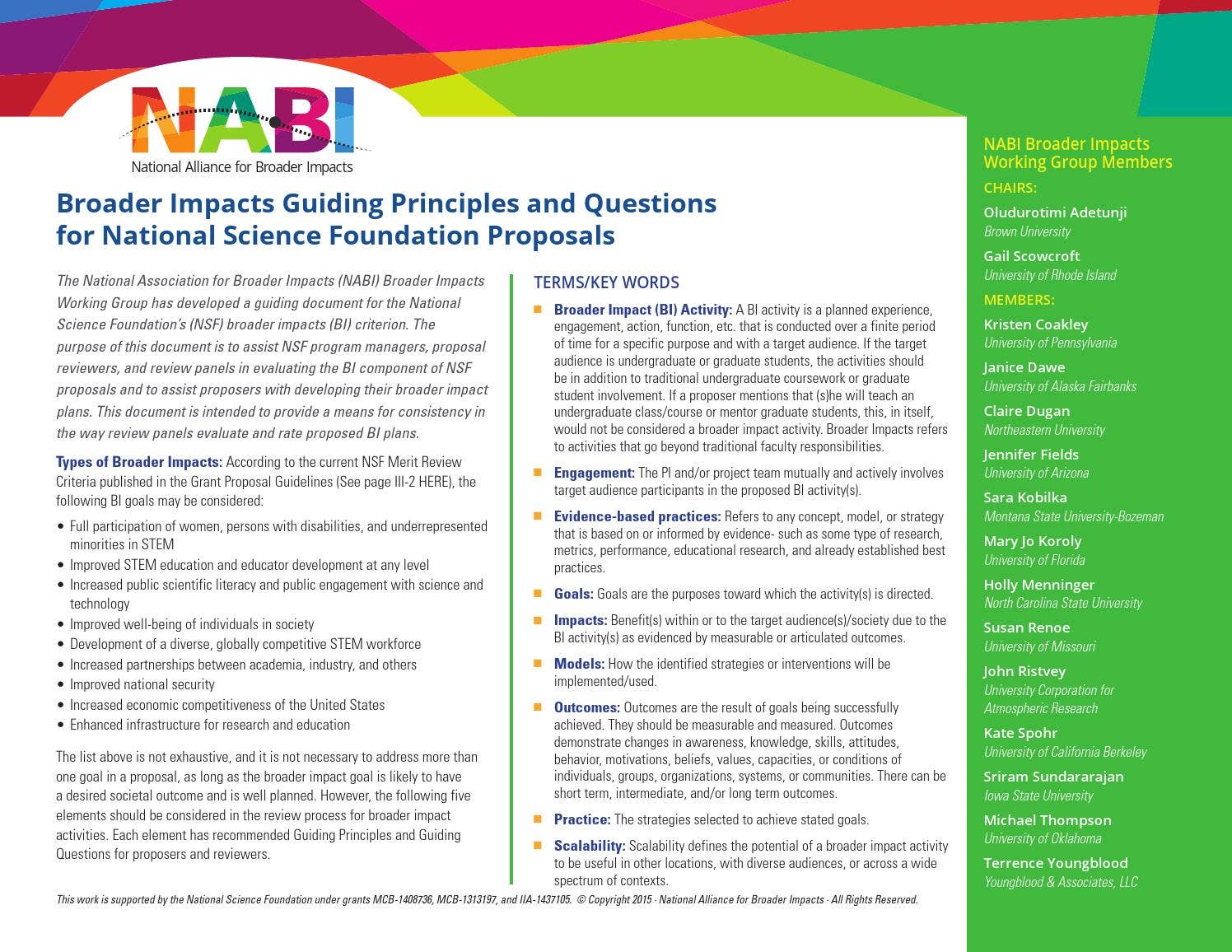 Broad Key Principles Broader Impacts Guiding Principles and Questions for National Science ...