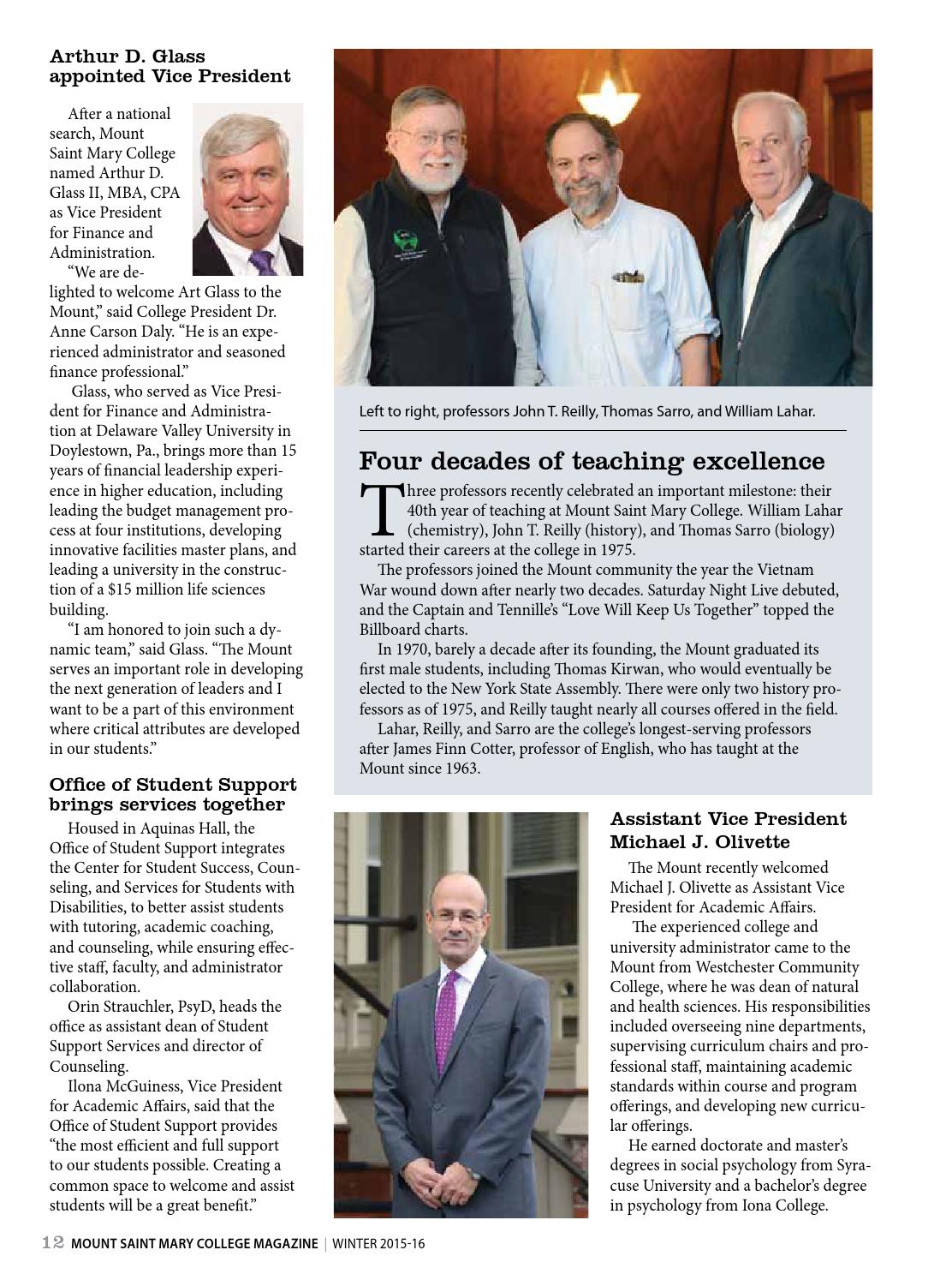 Mount Saint Mary College Magazine Winter 2015 16 By Mount Saint Mary 