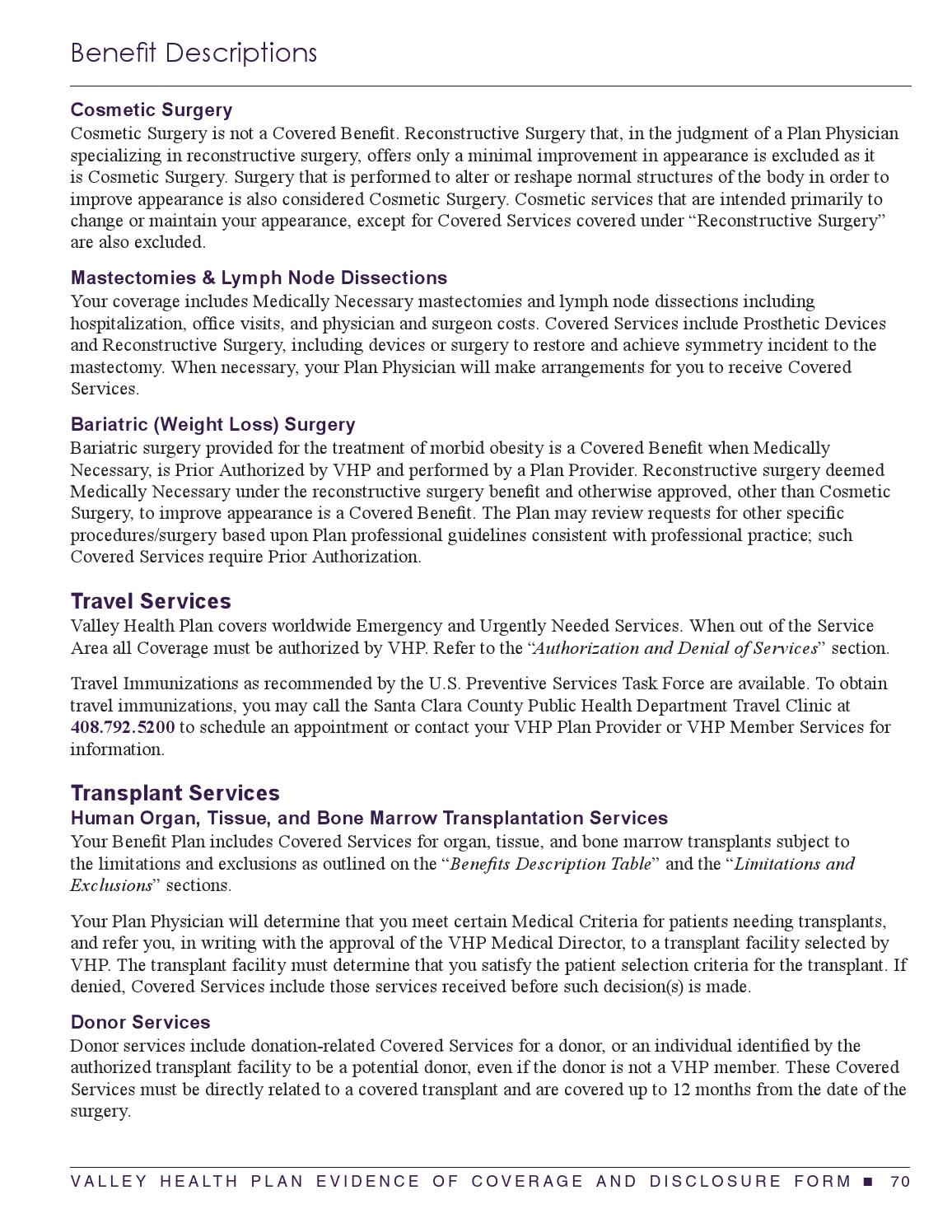 Valley Health Plan Benefits and Coverage Handbook by Valley Health Plan