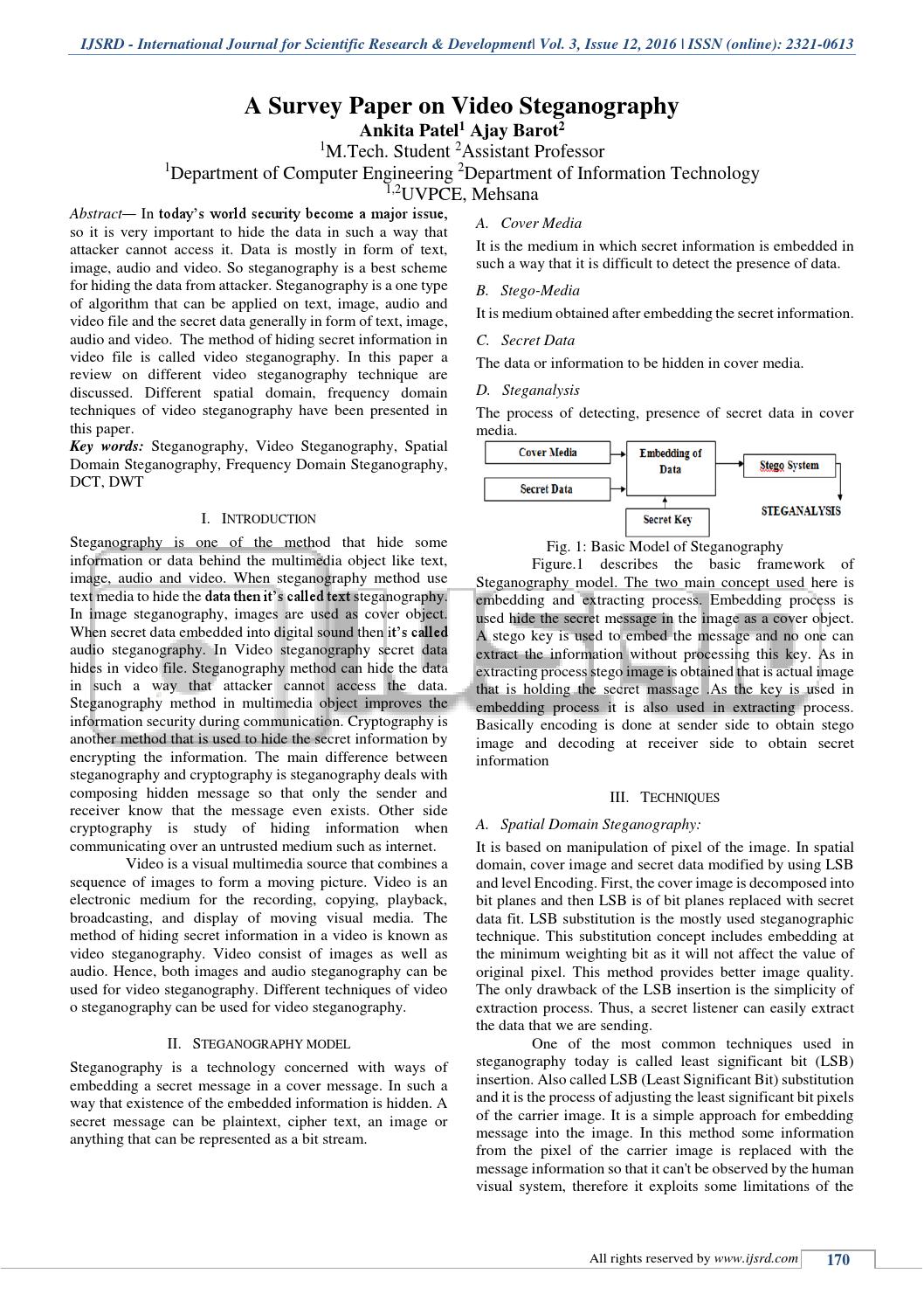 research paper on video steganography