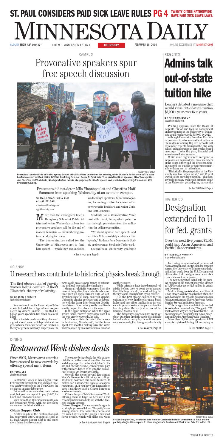 February 18, 2016 by The Minnesota Daily Issuu