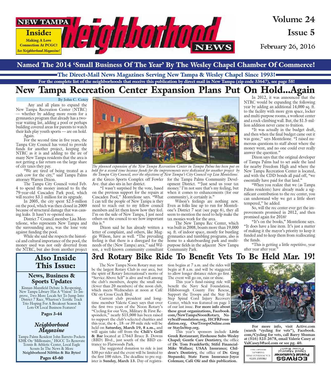 New Tampa Neighborhood News, Volume 24, Issue 5, Feb. 26, 2016 by  Neighborhood News - Issuu