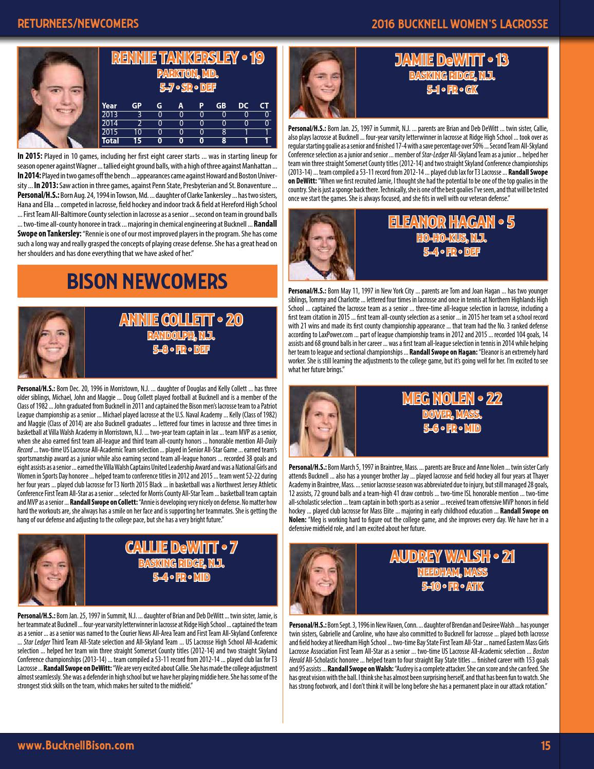 2016 Bucknell Women's Lacrosse Guide by Bucknell University Issuu
