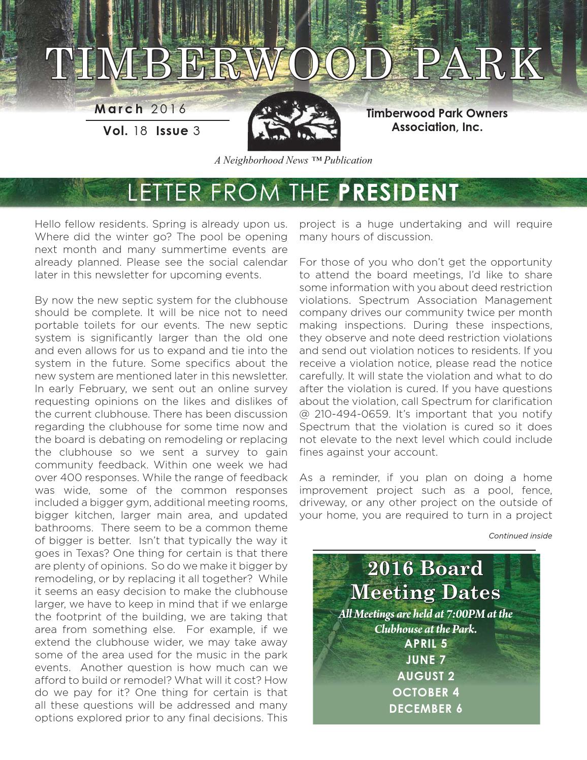 Timberwood Park by Digital Publisher Issuu