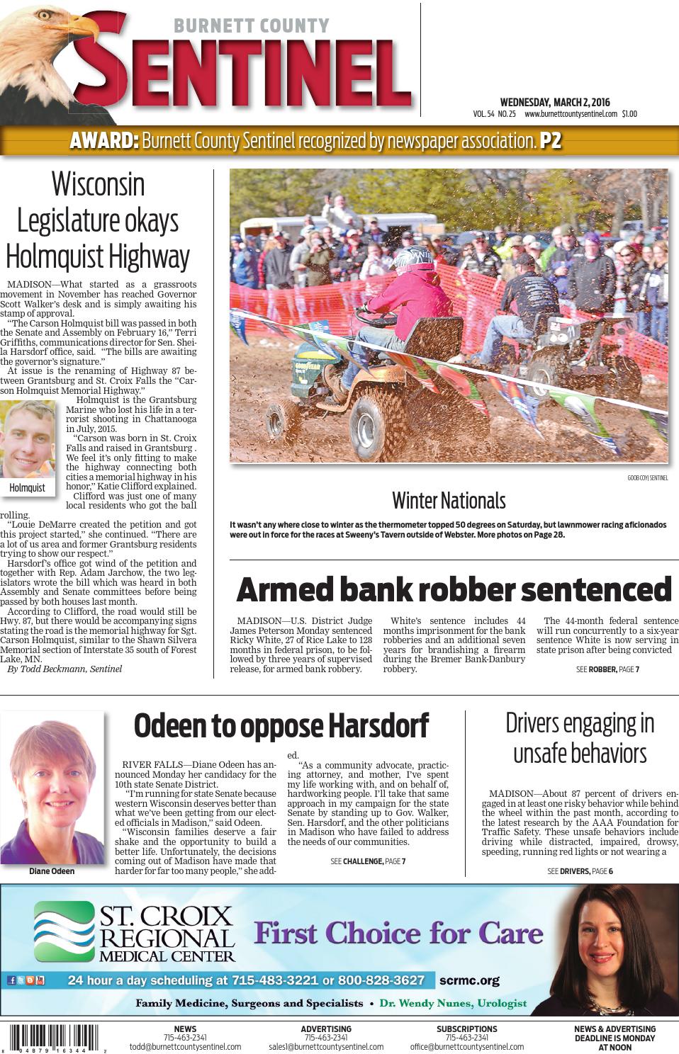 county sentinel 03 02 16 by County Sentinel Issuu