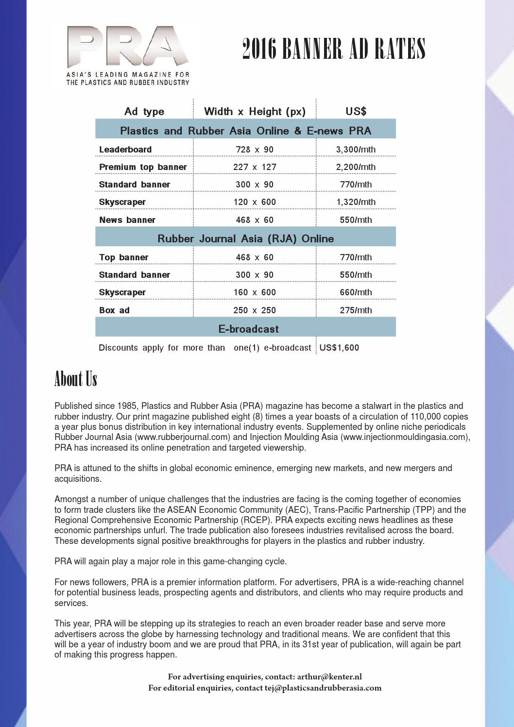PRA 2016 Banner Ad Rates by Plastics & Rubber Asia Issuu