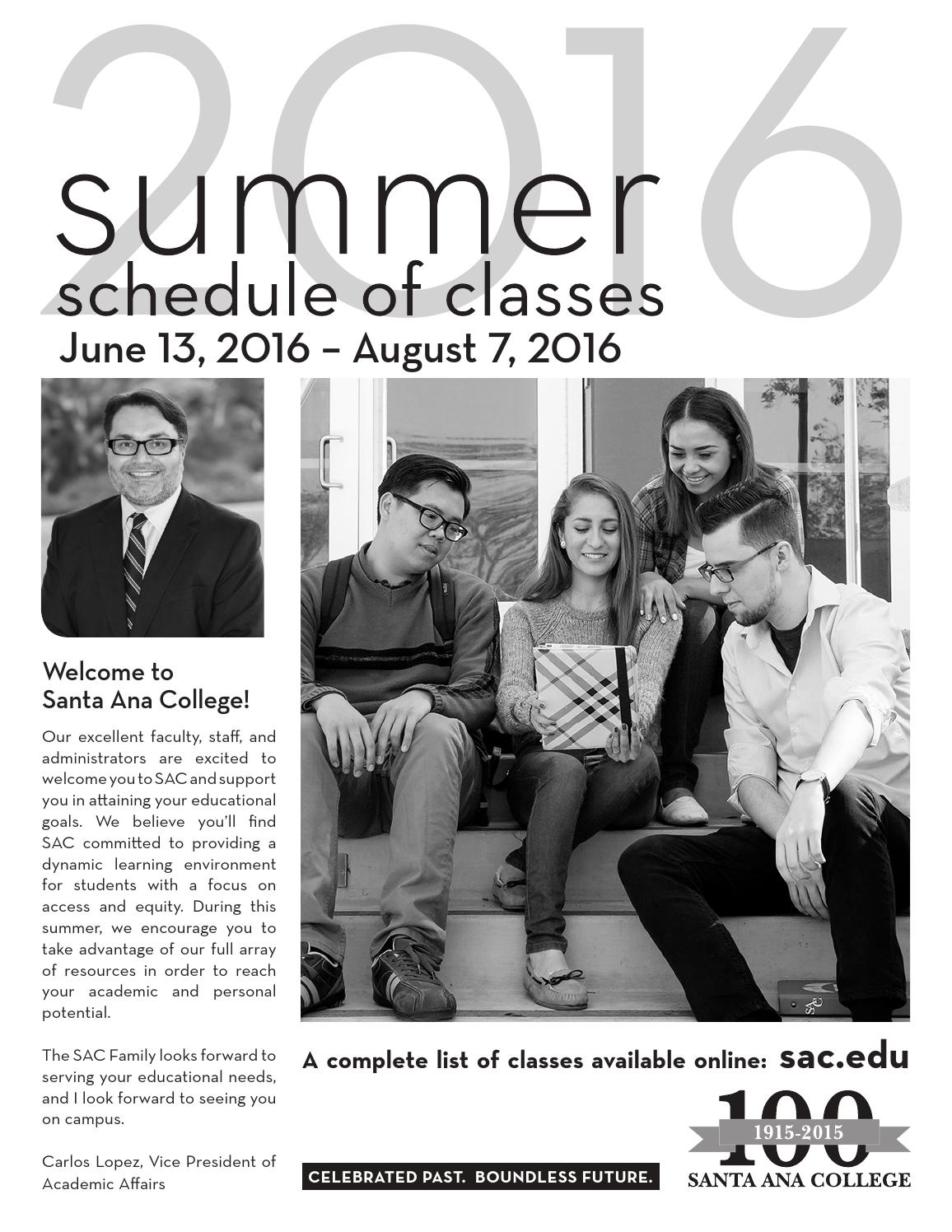 Santa Ana College Spring 2016 Schedule Of Classes By Santa Ana College