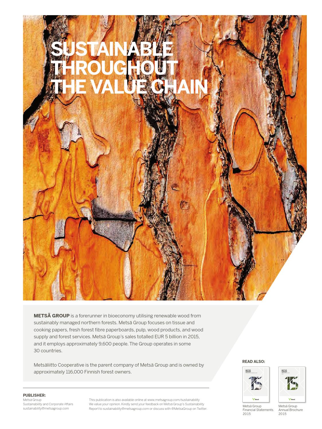 Metsä Group Sustainability Report 2015 by Metsä Group Issuu