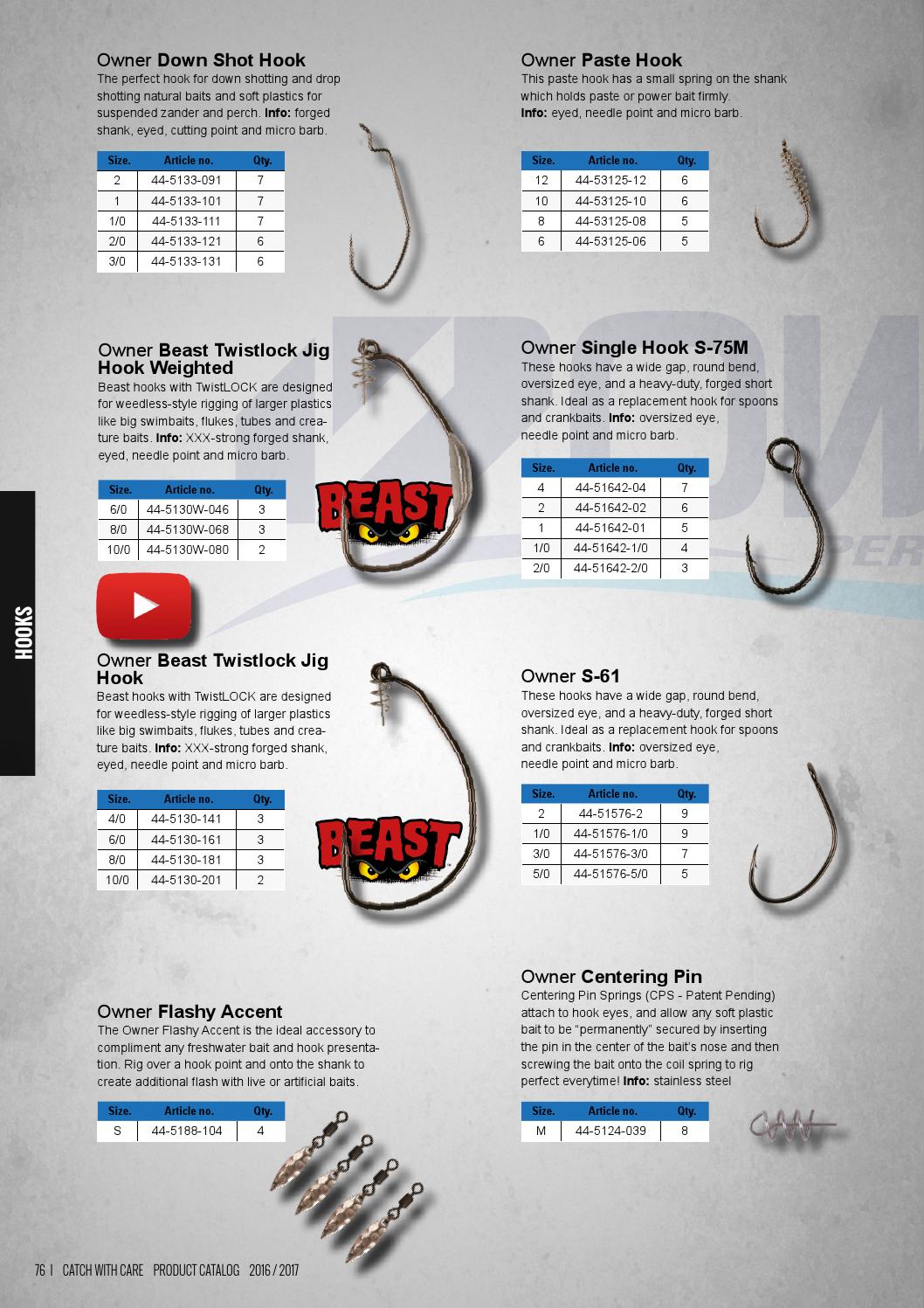 Owner 5130-201 Beast Twistlock Swim Bait Hook 10//0
