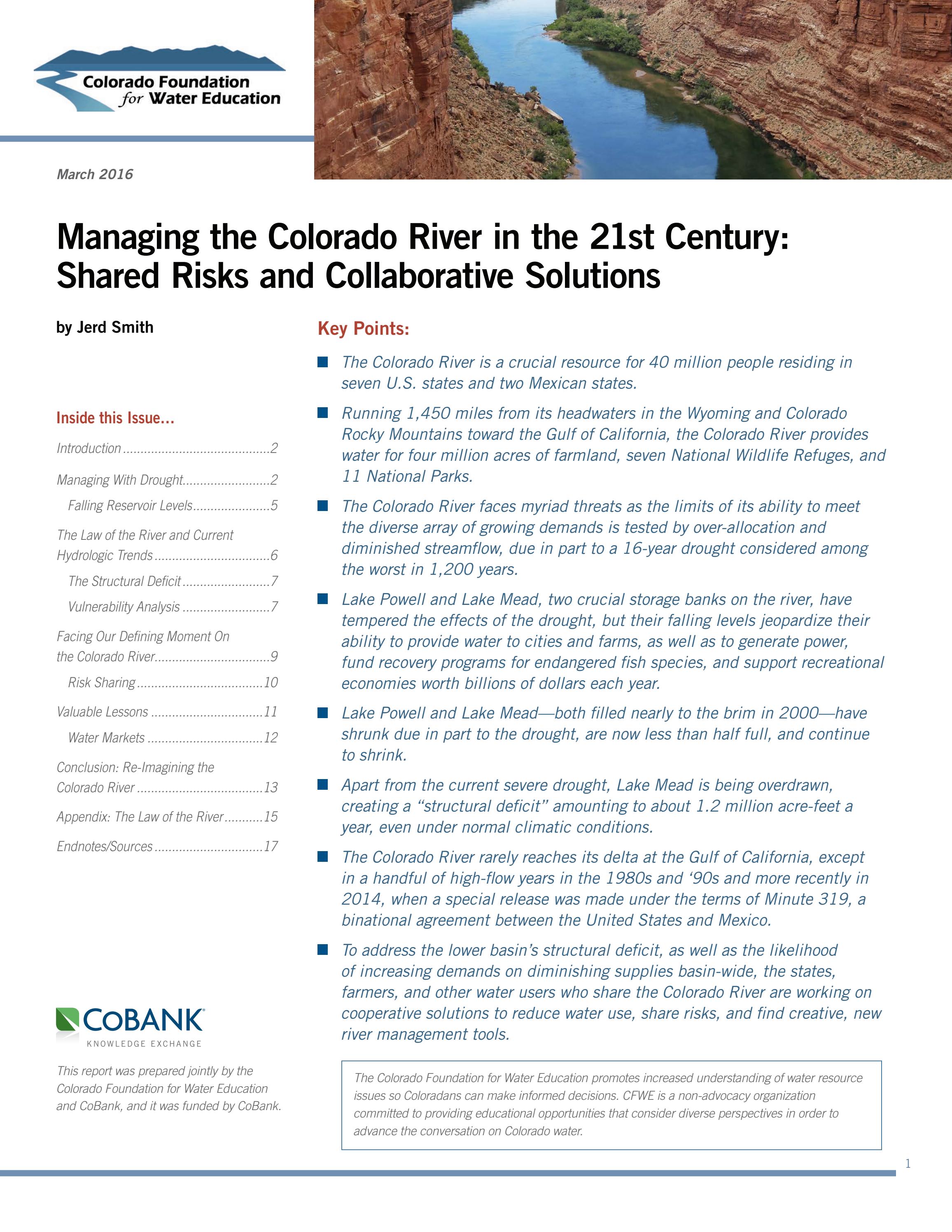 Managing the Colorado River in the 21st Century: Shared Risks and ...