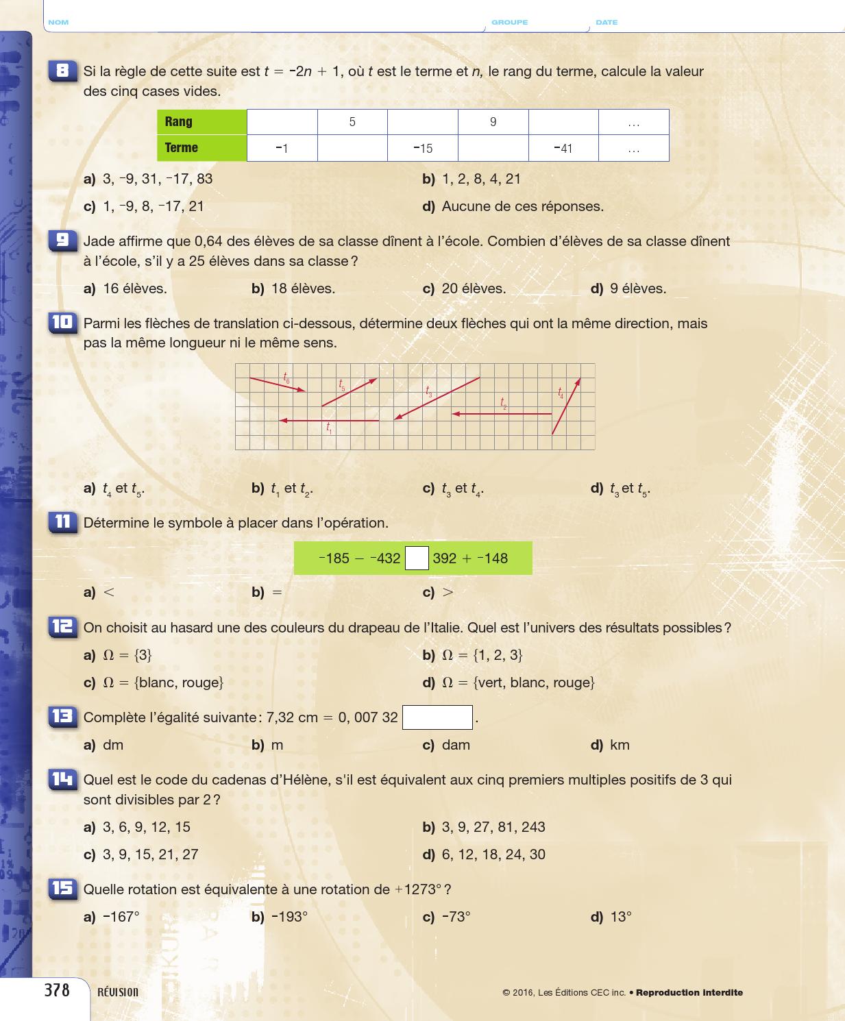 Point De Mire Secondaire 5 Corrigé Pdf