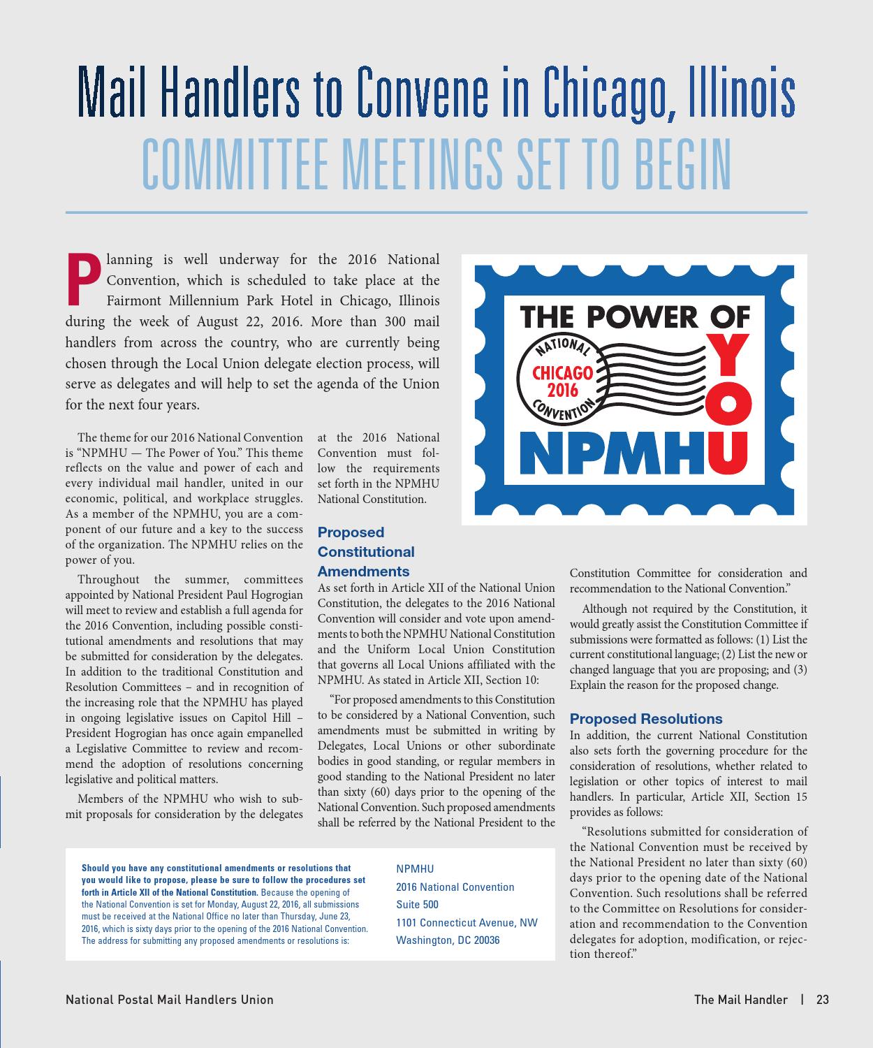 The Mail Handler magazine WINTER 2016 by National Postal Mail Handlers
