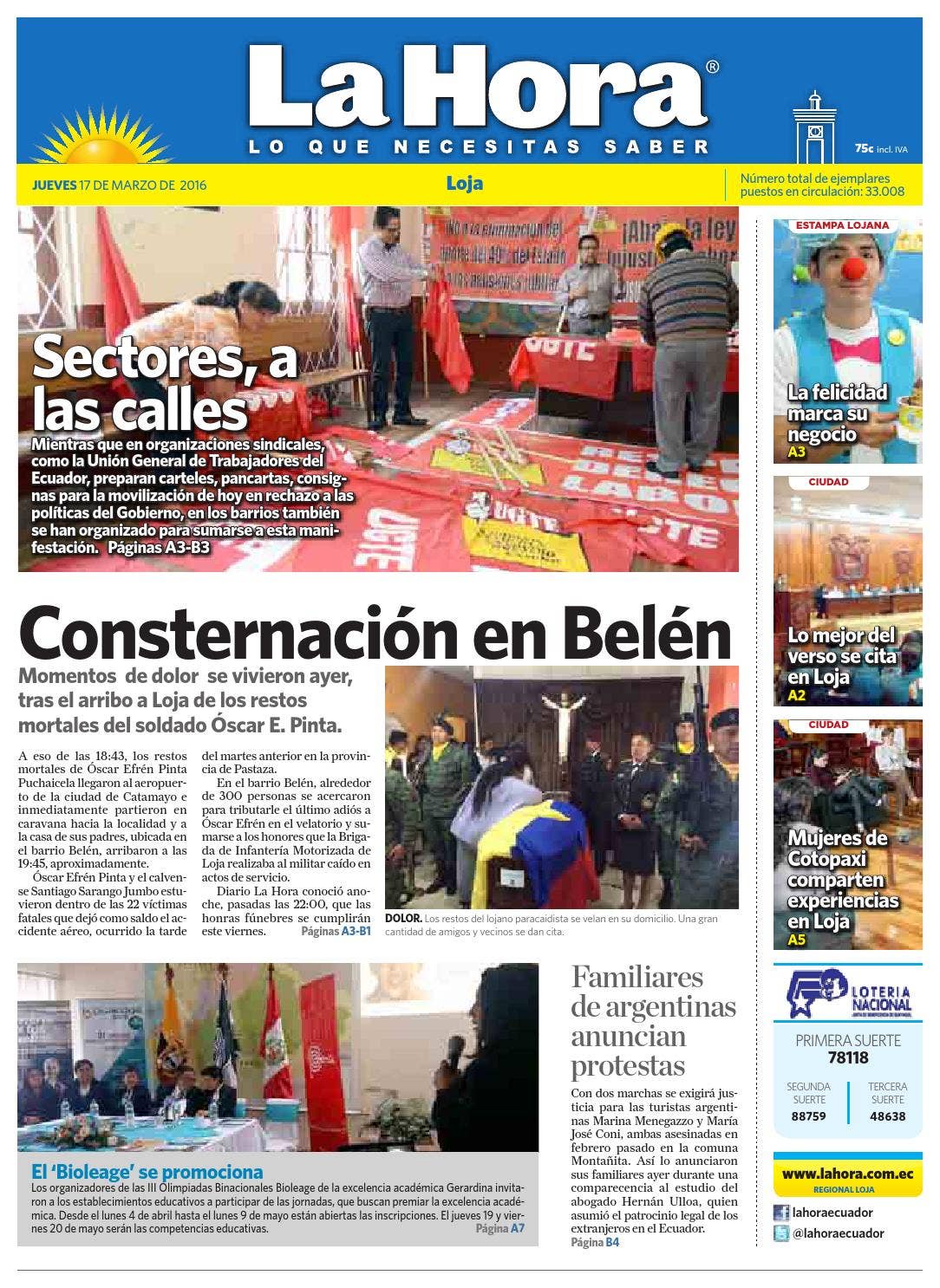 Diario La Hora Loja 17 de Marzo 2016 by LA HORA Ecuador - Issuu, image size:1084x1486