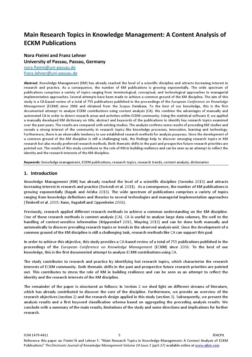 phd thesis topics in knowledge management