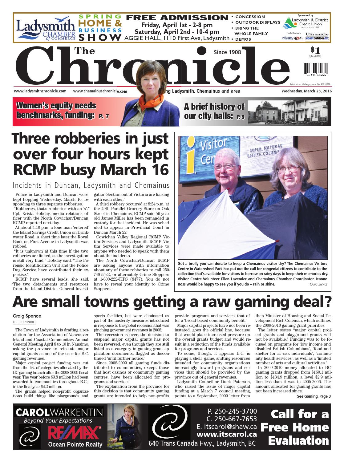 Ladysmith Chronicle, March 23, 2016 by Black Press Media Group Issuu