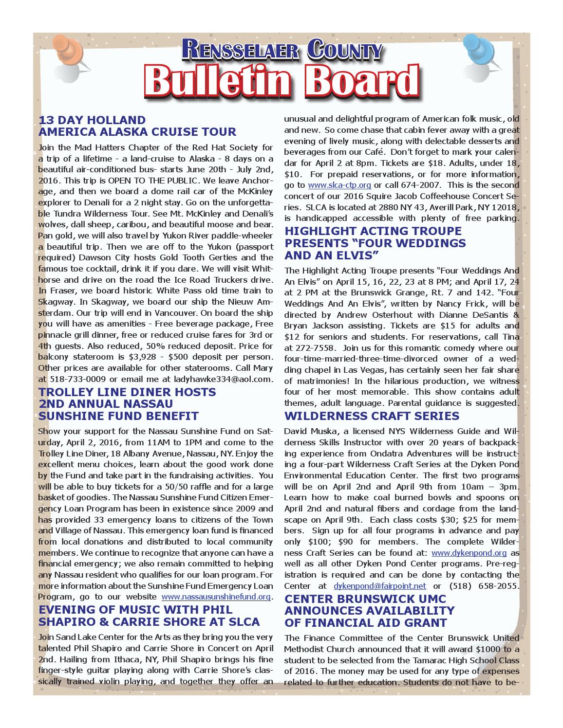 Rensselaer County Bulletins 032416 by Capital Region Weekly Newspapers